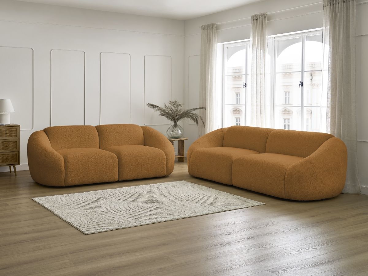 Bobochic Tina Sofa 5-Sitzer Bouclé-Stoff Gelb