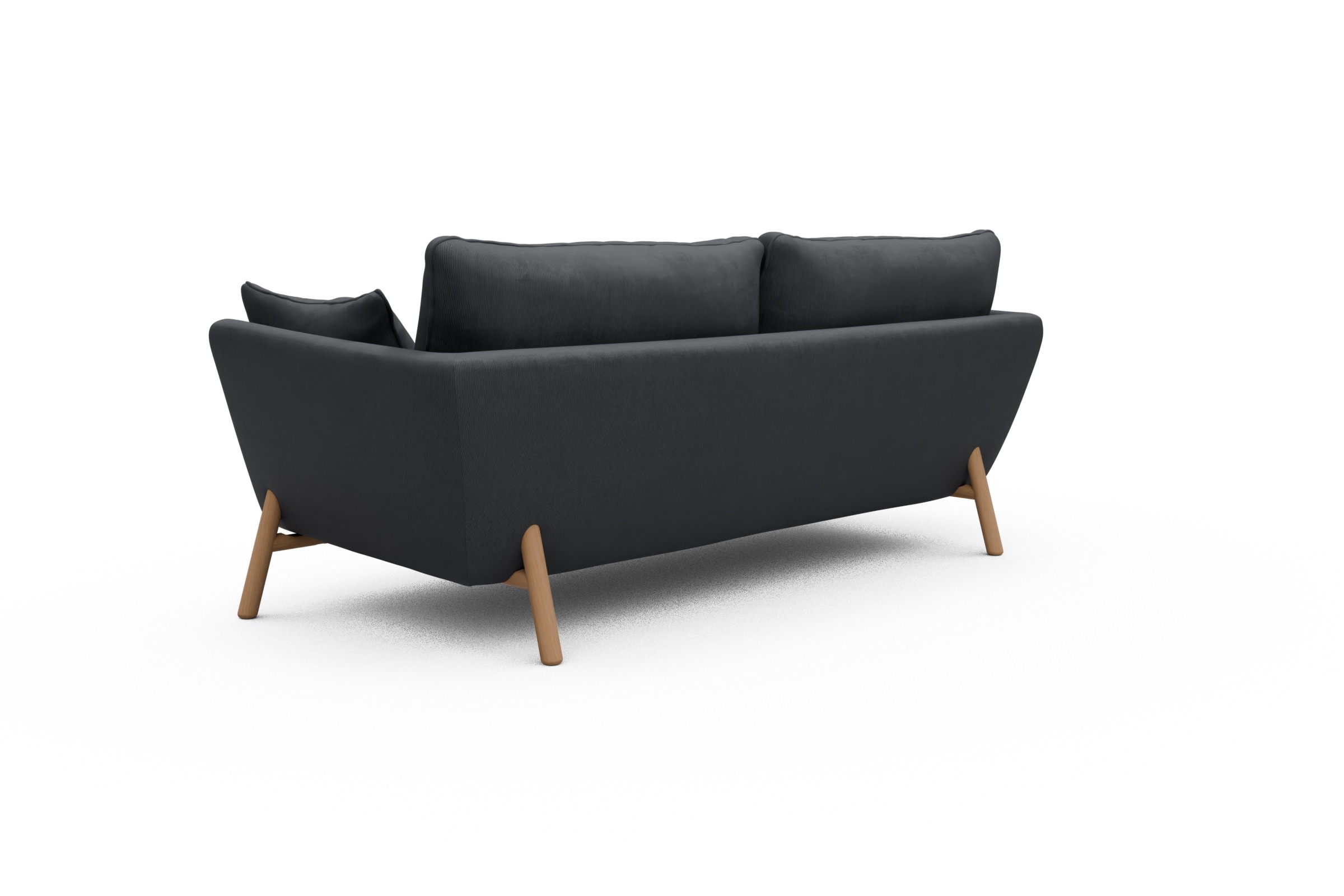 Sofa Emil 3-Sitzer Beinfarbe Eiche Natur Cordufine-Slate-Grey