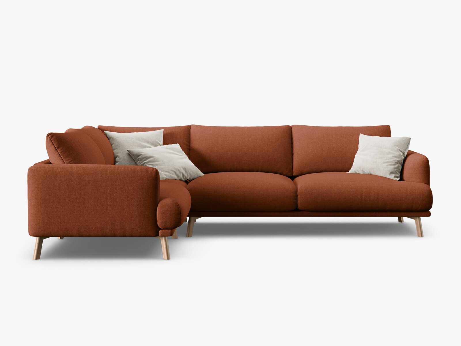 Micadoni Ecksofa Naomi 4-Sitzer große Version Links Strukturierter Stoff Liberty Ziegel