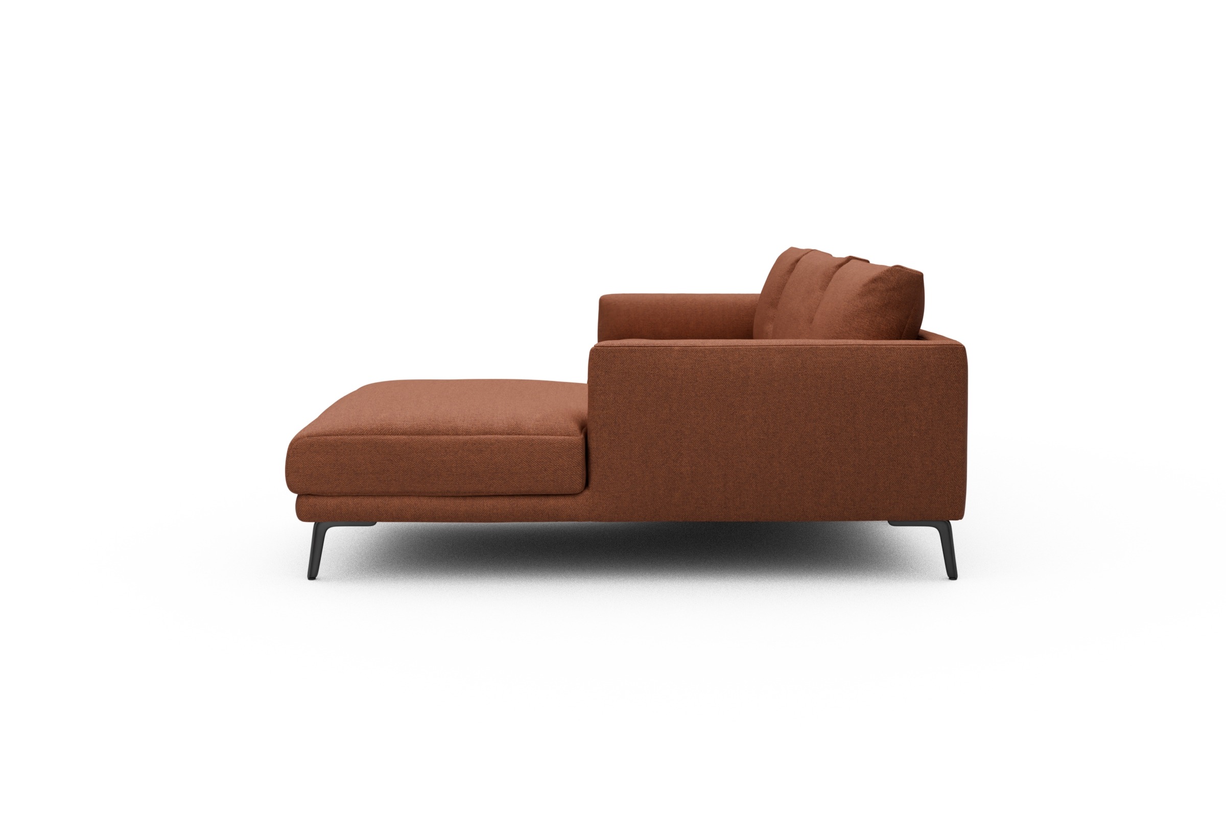 Ecksofa Karl Chaiselongue rechts mit 2,5-Sitzer Weda-Rust