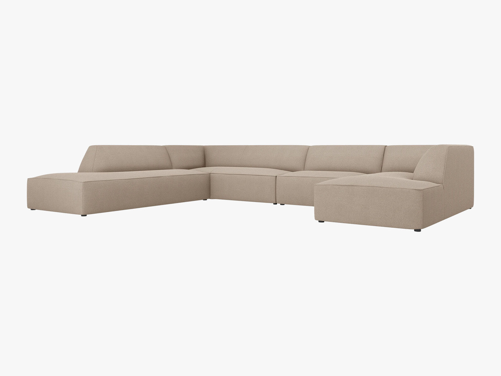 Micadoni Panorama-Ecksofa Ruby 7-Sitzer Links Strukturierter Stoff Ottawa Dunkelbeige