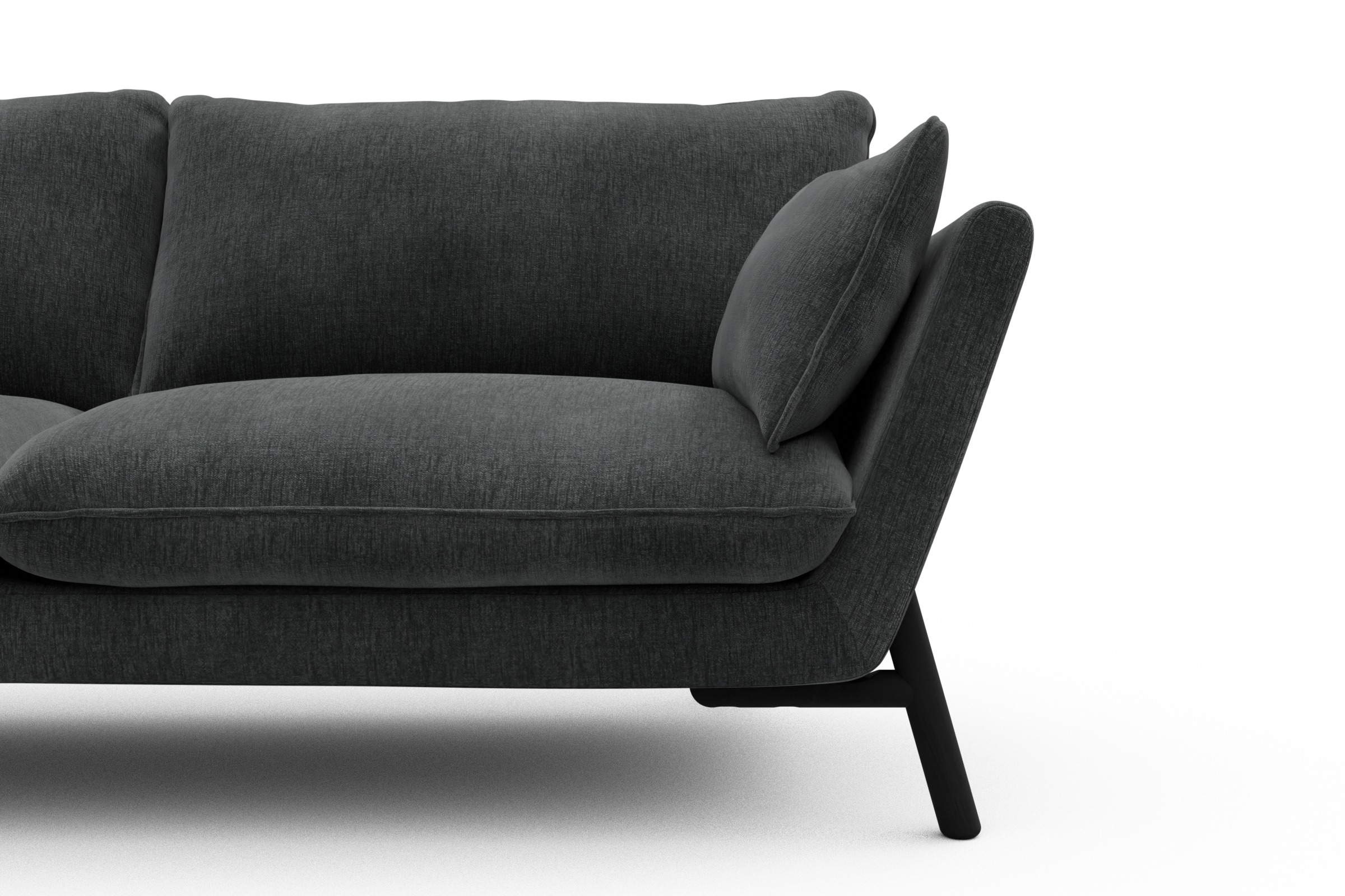 Sofa Emil 2-Sitzer Beinfarbe Eiche Schwarz Smooth-Deep-Warm-Grey