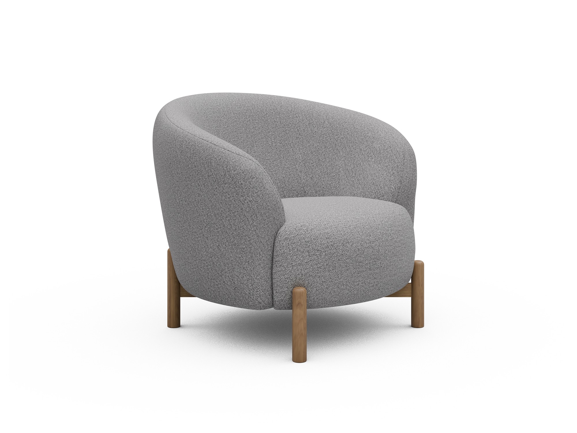 Sessel Ronda Holzbeine Eiche Natur Strukturierter Stoff Sama 336-Grey