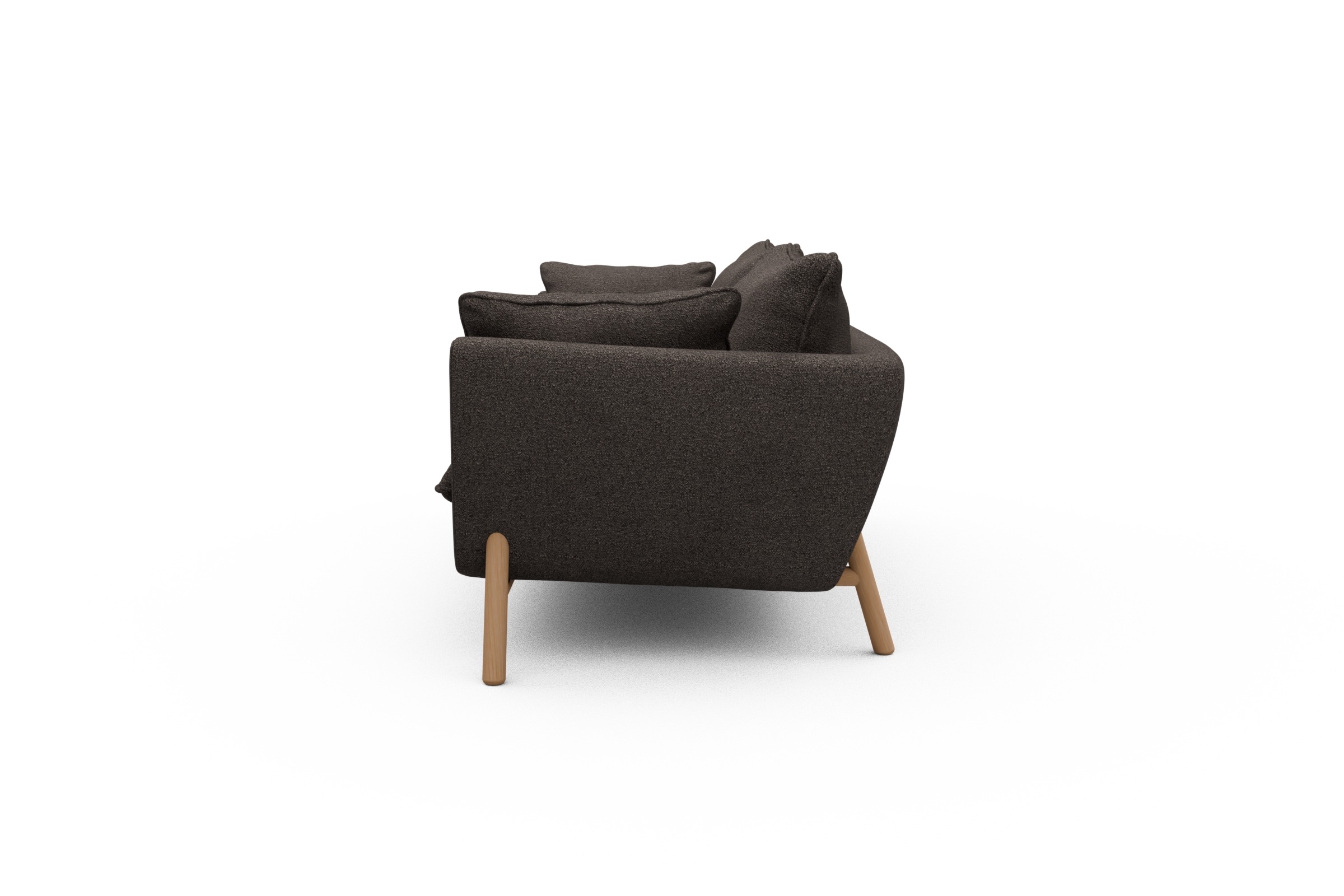 Sofa Emil PREMIUM 3-Sitzer Beinfarbe Eiche Natur Boucle-Taupe