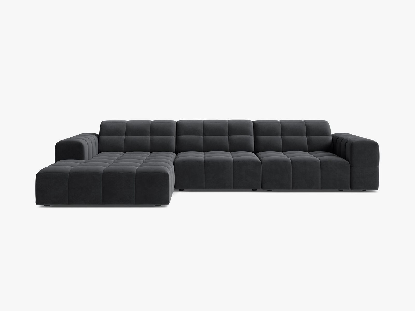 Micadoni Ecksofa Jennifer 4-Sitzer Links Samt Bluvel Grau