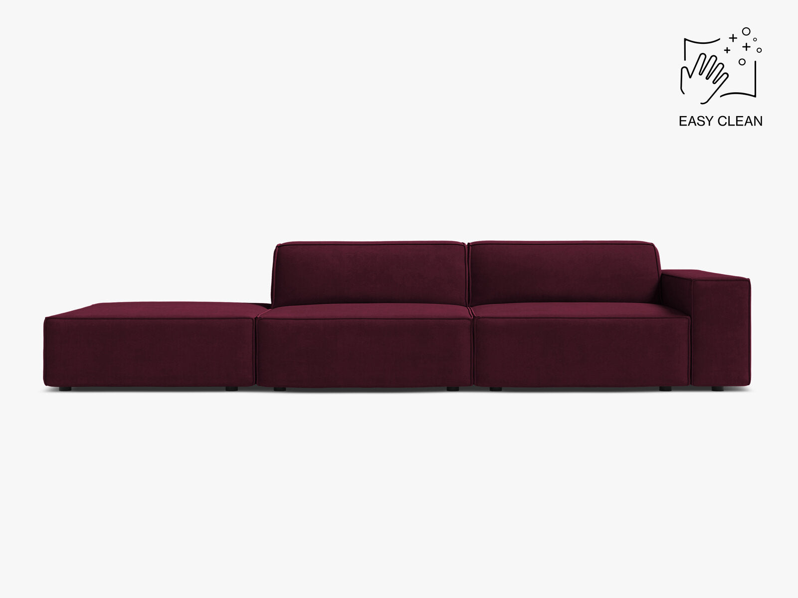 Micadoni Sofa Jodie 3-Sitzer Links Samt Venus Burgunder