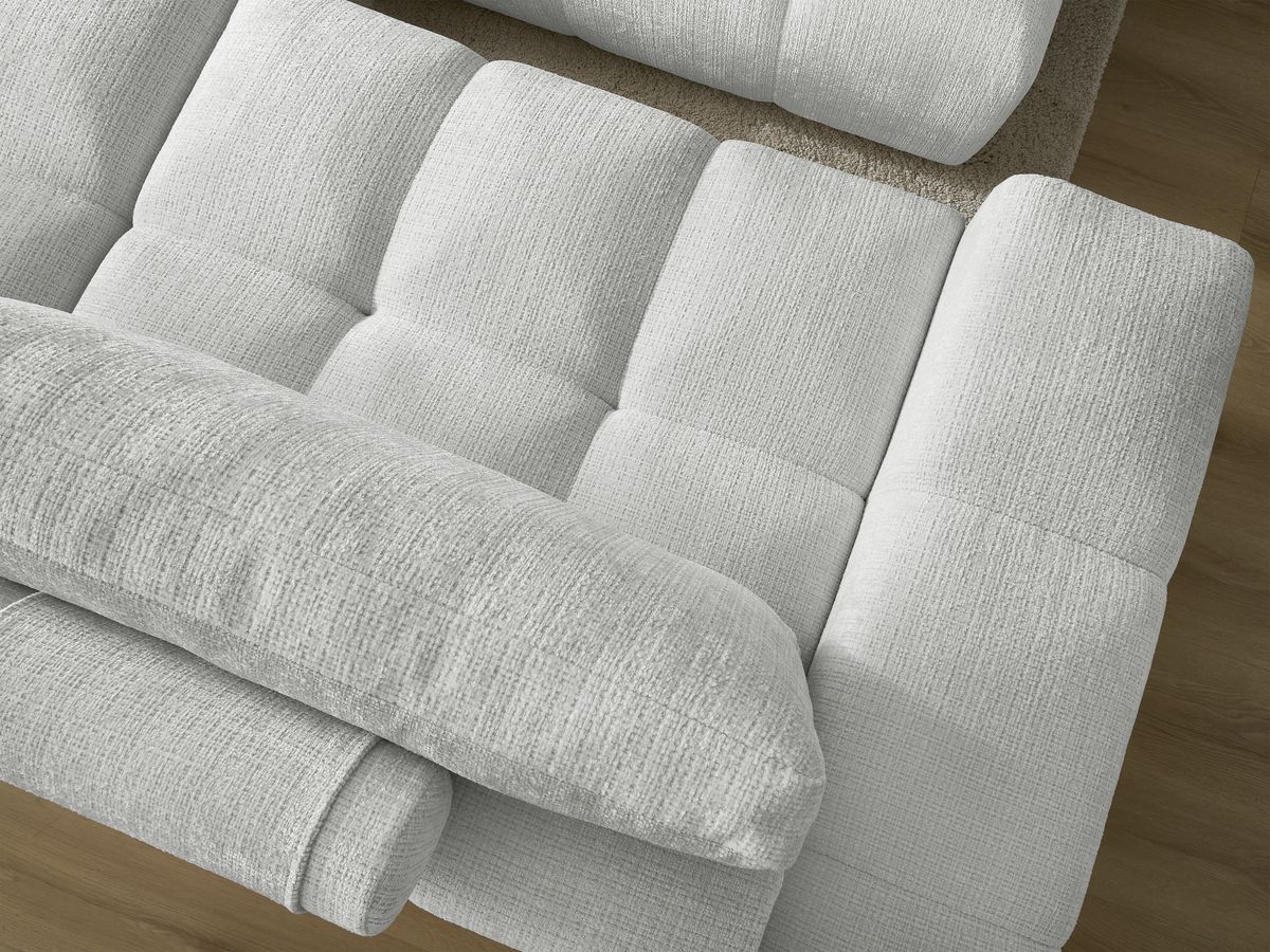 Bobochic Anakin Schlafsofa 3-Sitzer mit Bettkasten und Pouf, 2 Kissen Strukturstoff Hellgrau