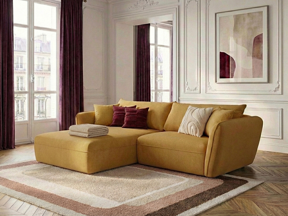 Bobochic Luigi Ecksofa Strukturstoff Gelb Ecke links