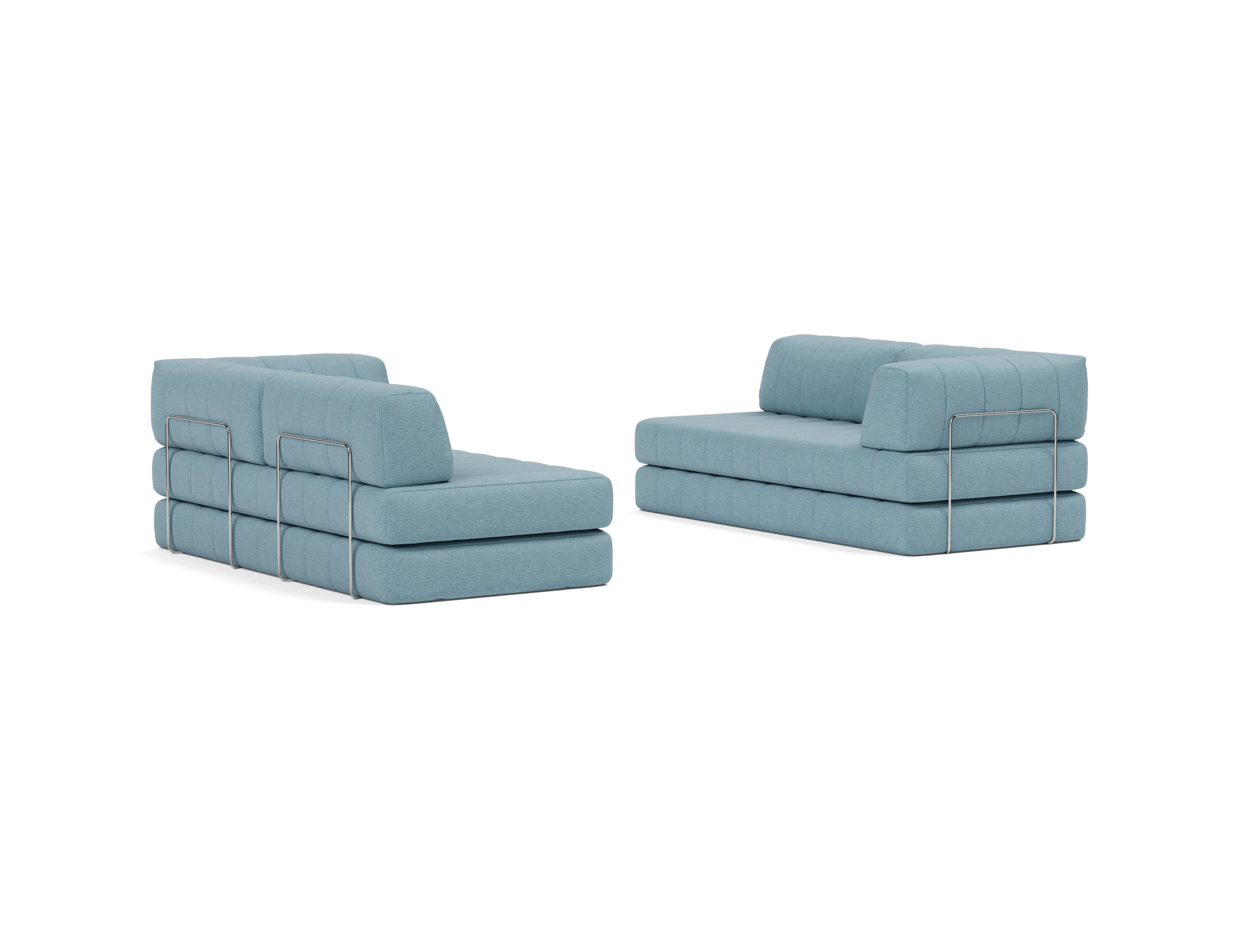 Eck-Schlafsofa CozyPad L-Form mit Armlehne Flachgewebe Mixed Dance 525-Light-Blue