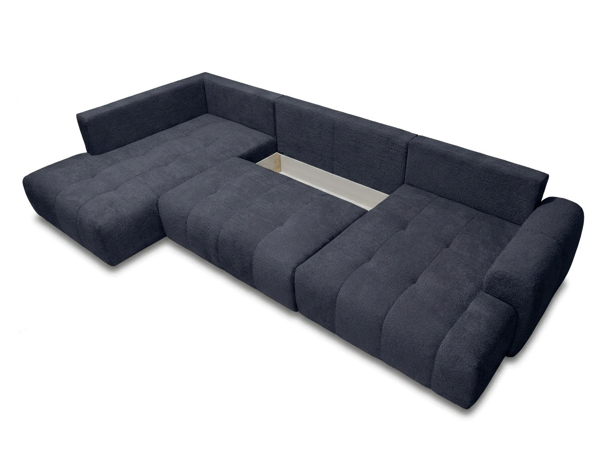 Bobochic Roxelane Wohnlandschaft Bouclé-Stoff Dunkelblau Ecke links