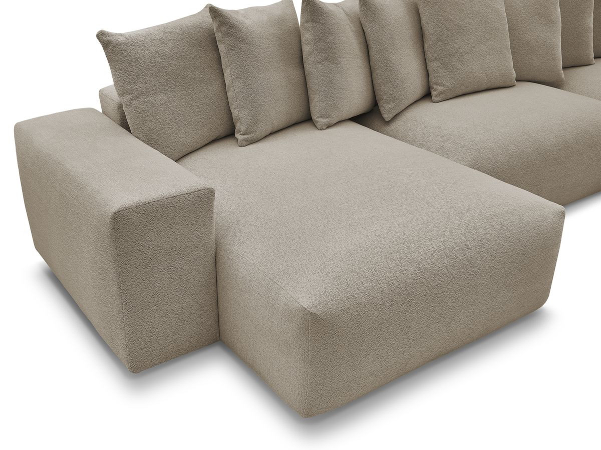 Bobochic Voltaire Wohnlandschaft mit Pouf 420 × 174 cm, Liegefläche 135 × 345 cm Melange-Stoff Taupe