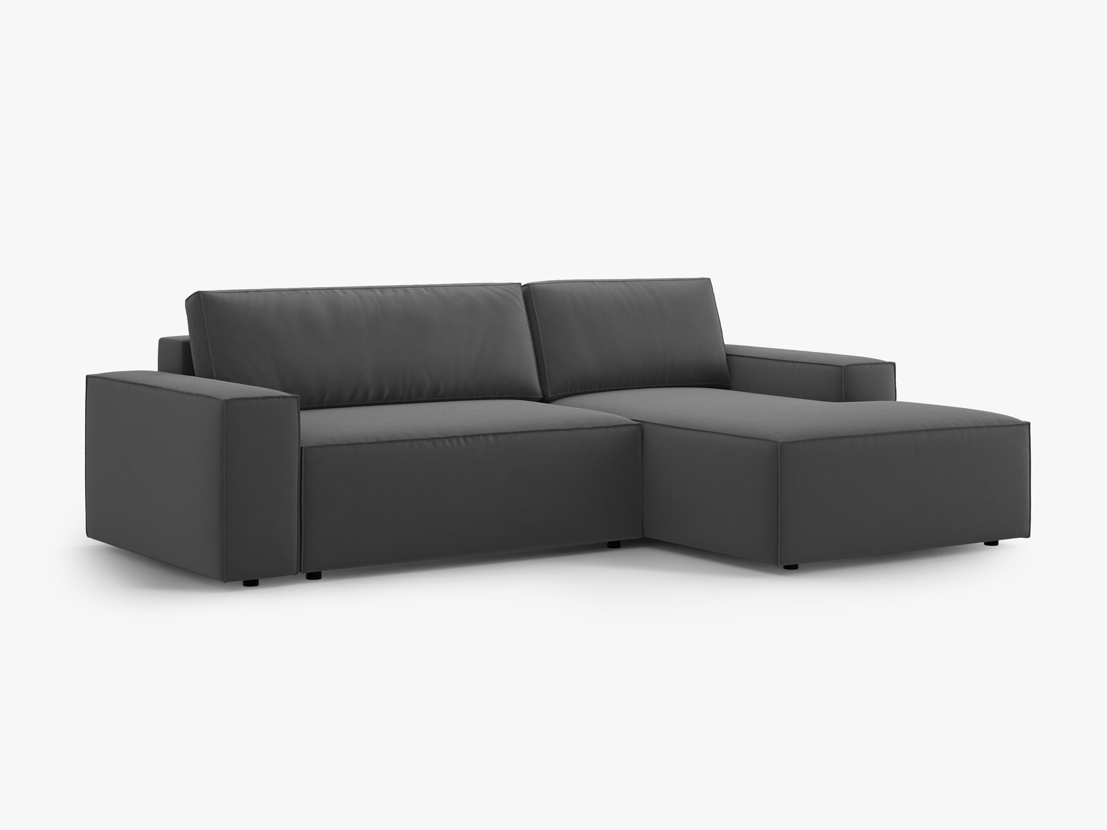 Micadoni Schlaf-Ecksofa Jodie 3-Sitzer Rechts Samt Grau
