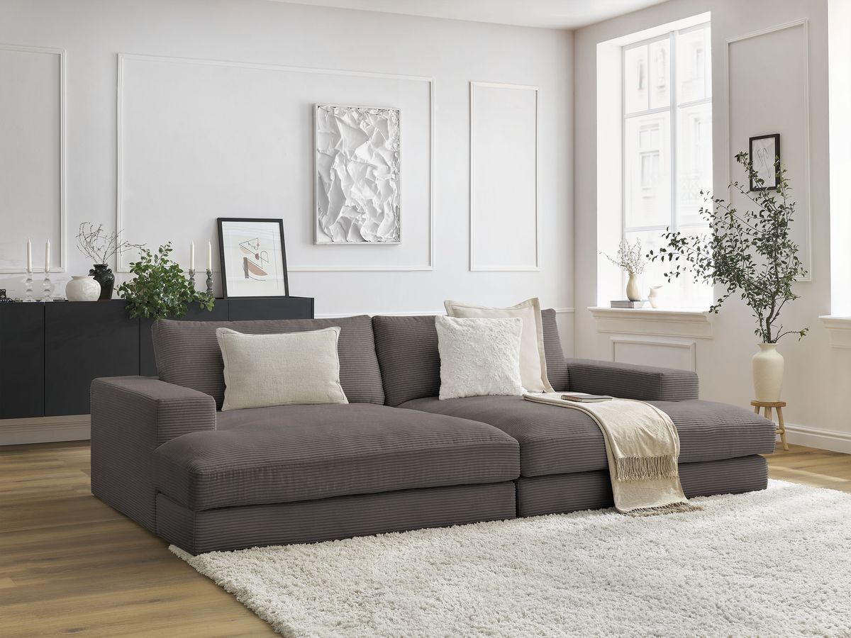 Bobochic Leonard Sofa 4-Sitzer 274 × 159 cm Cordsamt Braun
