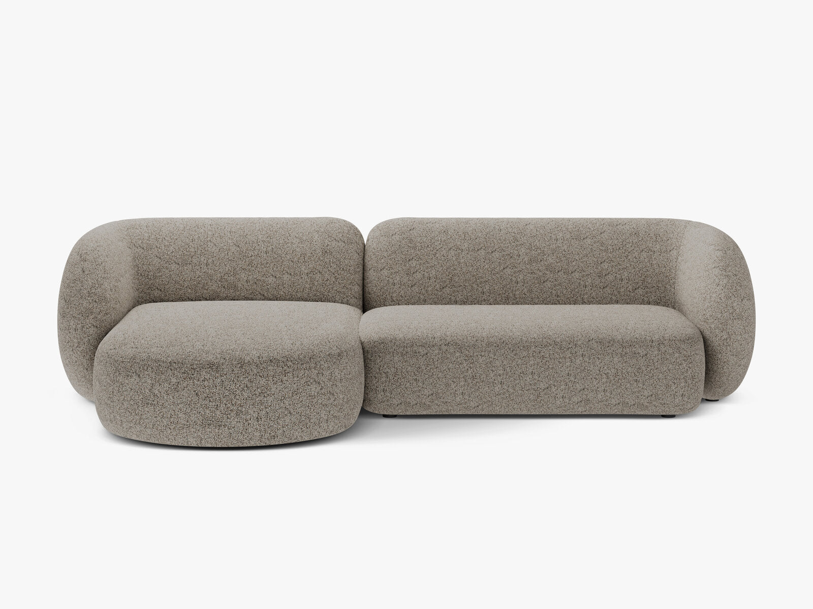 Micadoni Ecksofa Kate 3-Sitzer Links Strukturierter Stoff Puente Beige Melange