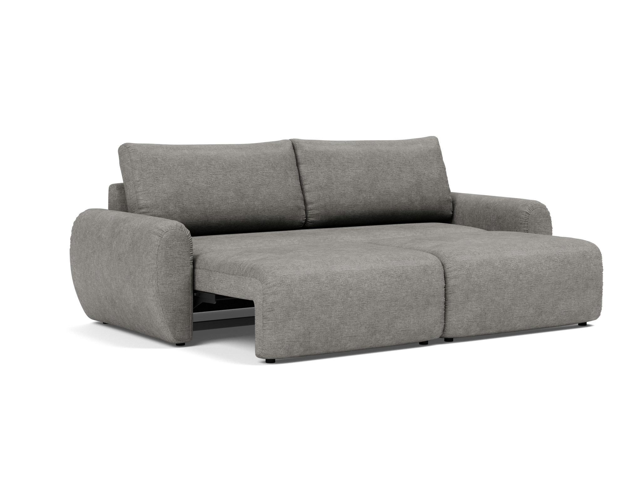 Schlafsofa Norum mit Curve-Armlehnen Flachgewebe Avella 282-Warm-Grey