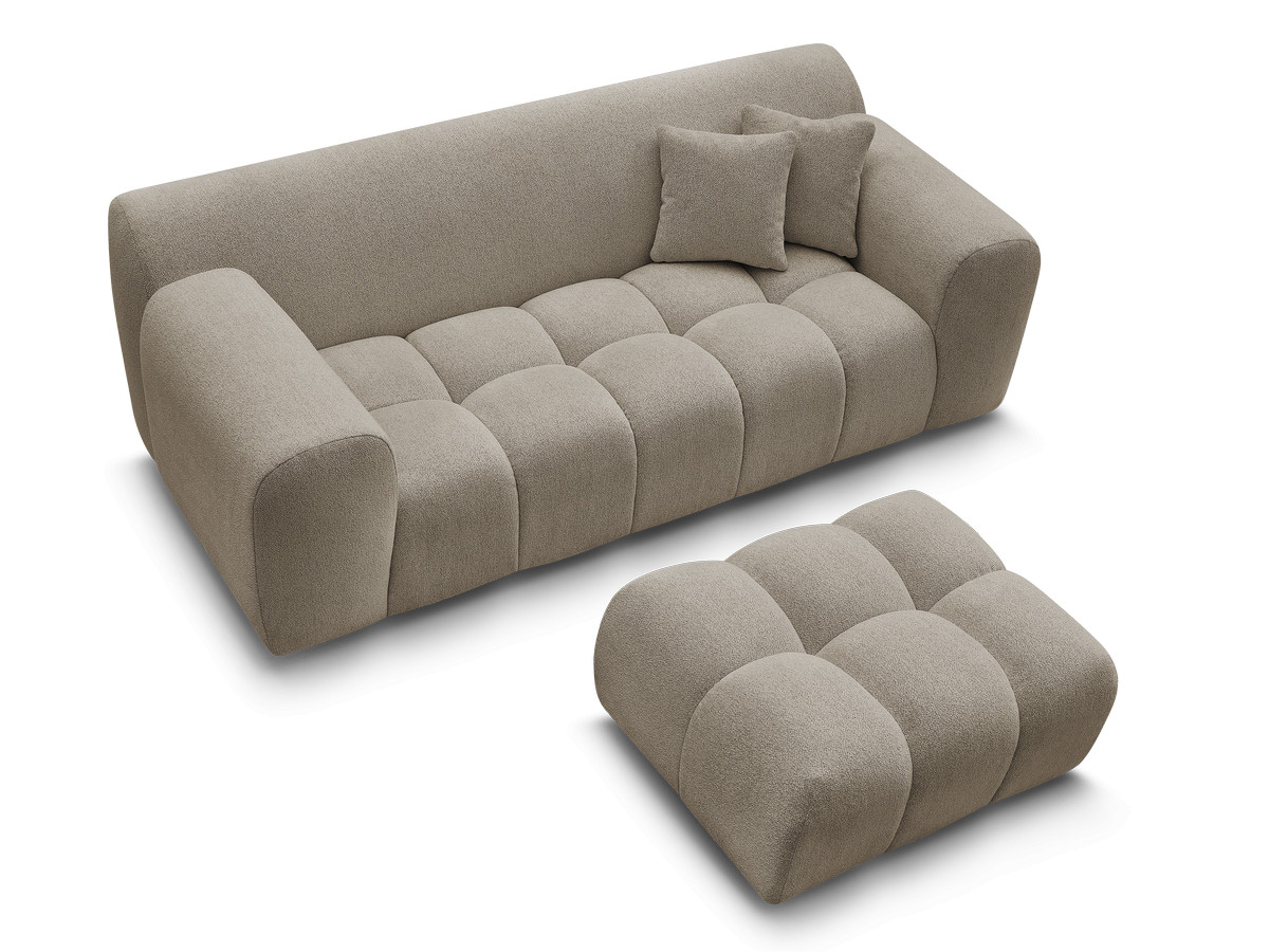 Bobochic Melisse Sofa 2-Sitzer mit Pouf Melange-Stoff Taupe