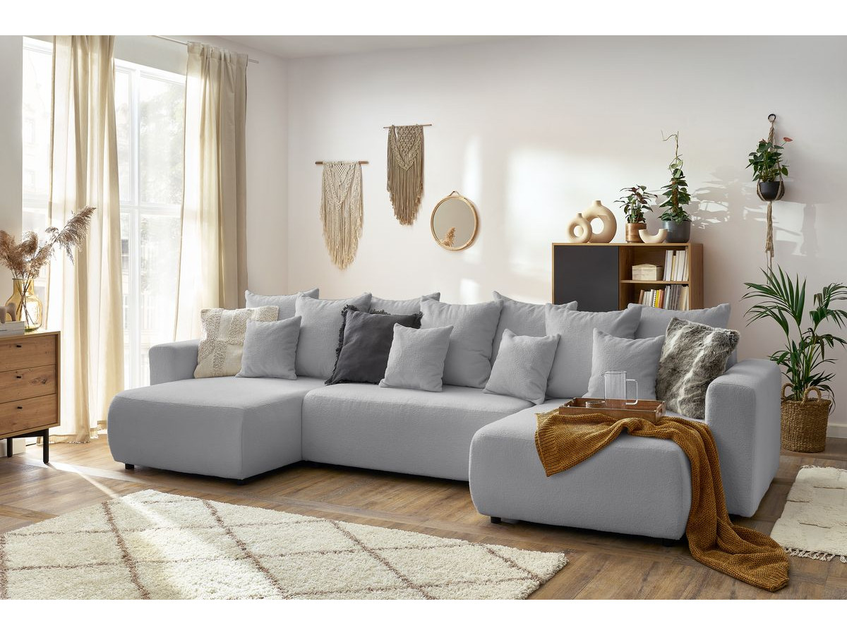 Bobochic Envy Wohnlandschaft Bouclé-Stoff Hellgrau