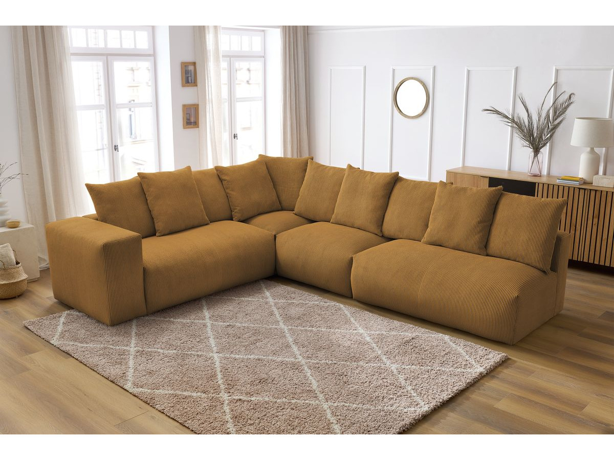 Bobochic Voltaire Ecksofa 322 × 268 cm Cordsamt Gelb Ecke links