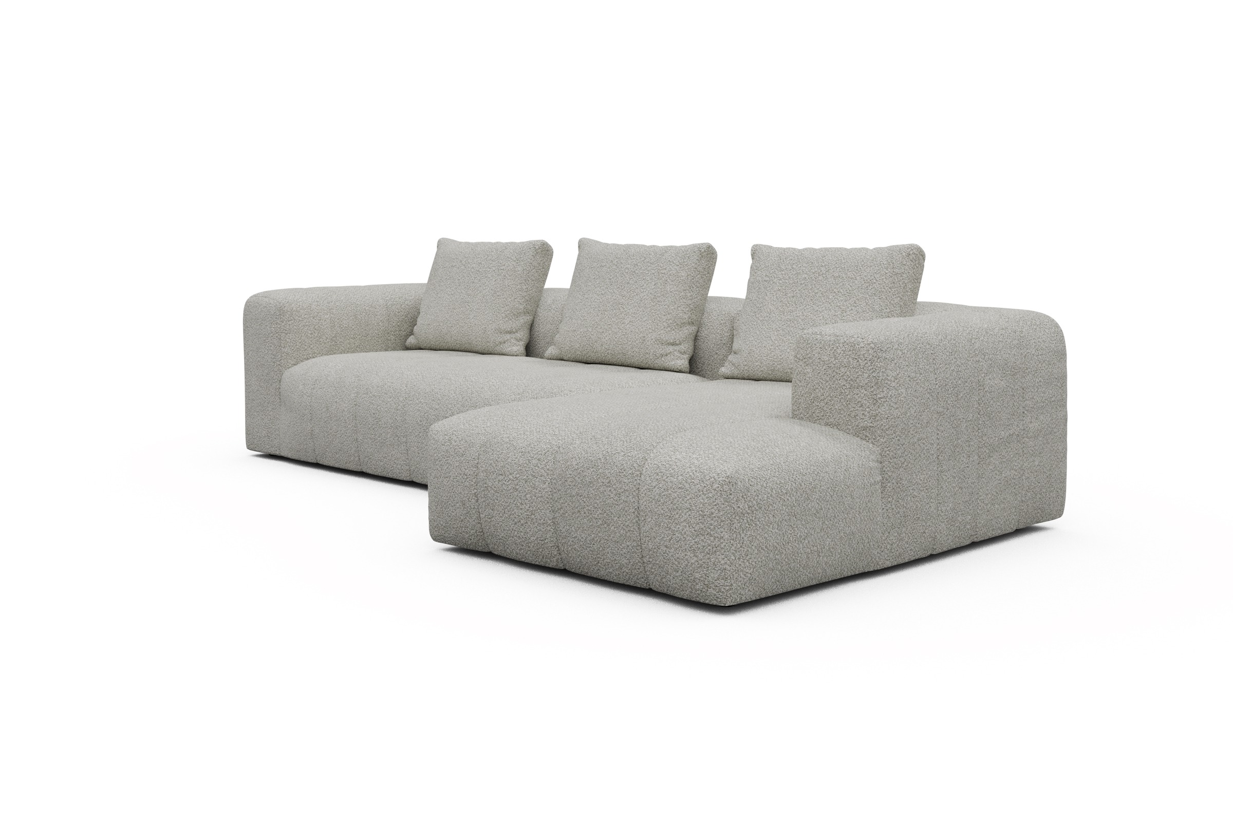 Ecksofa Hugo 2,5-Sitzer Armlehne links mit Chaiselongue Vanora-Warm-Sand