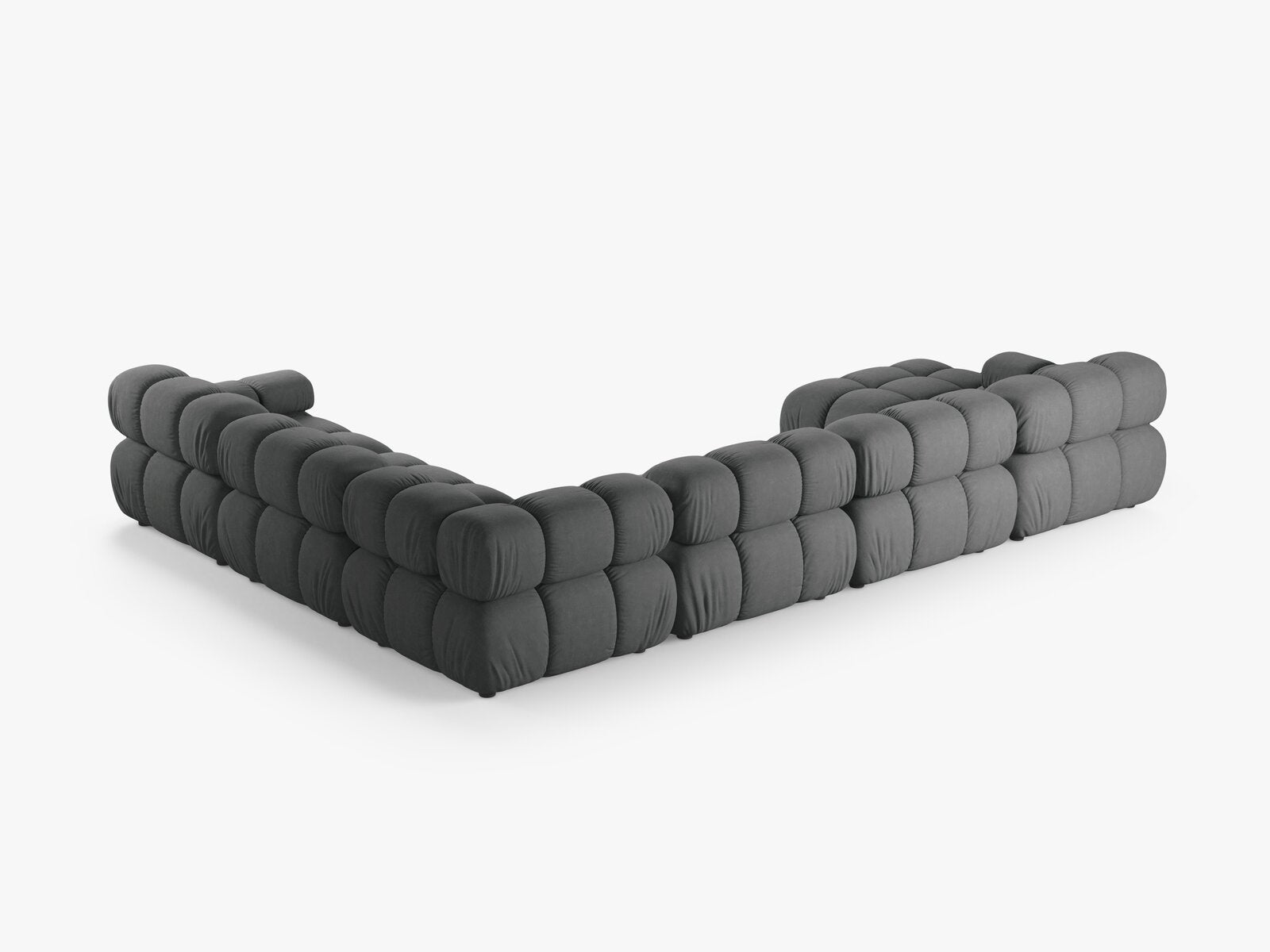 Micadoni Modulares Panorama Ecksofa Bellis 8-Sitzer Rechts Strukturierter Stoff Liberty Grau