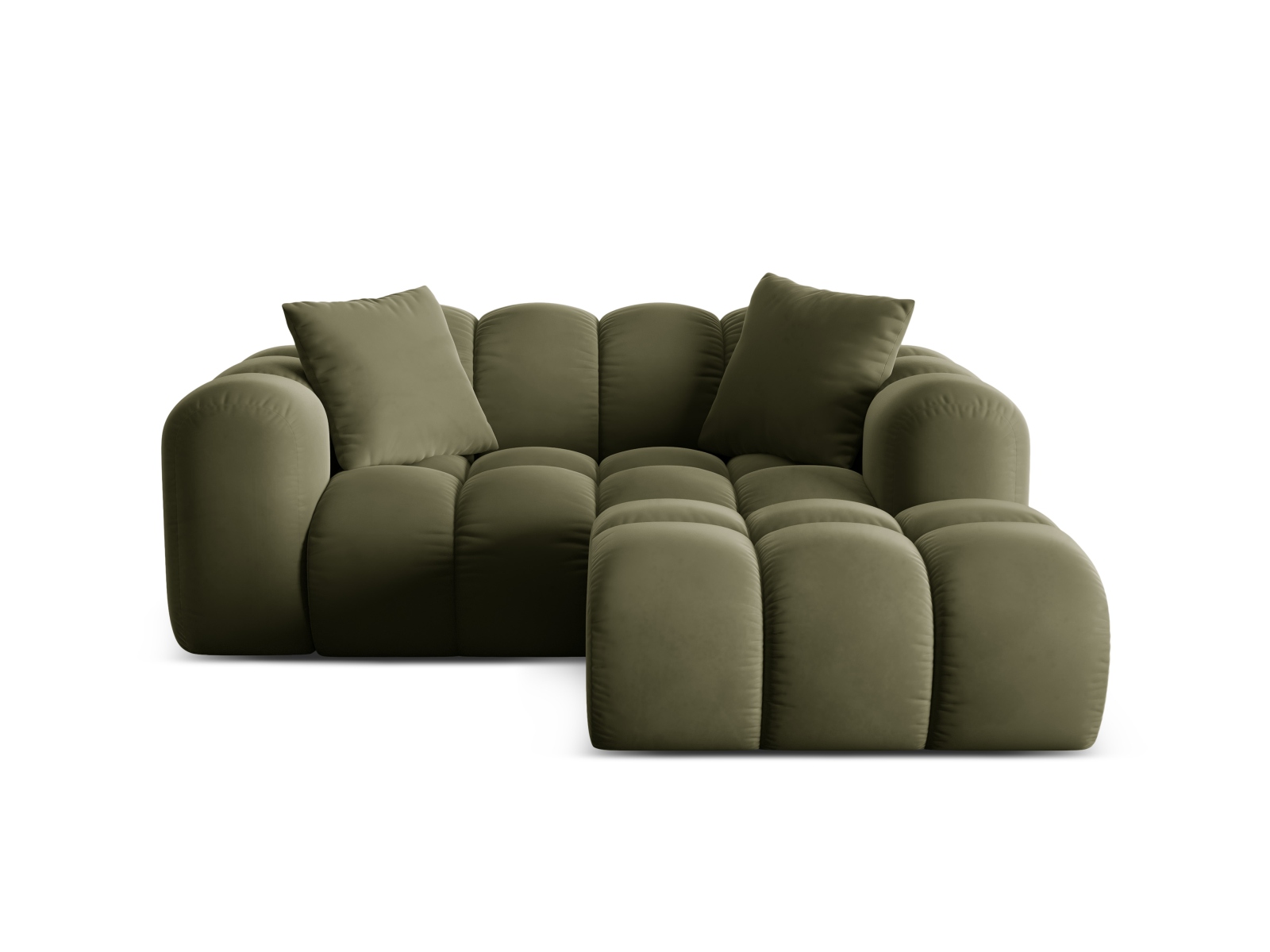Cosmopolitan Design Ecksofa Treno 2-Sitzer Samt Bluvel Grün Rechts