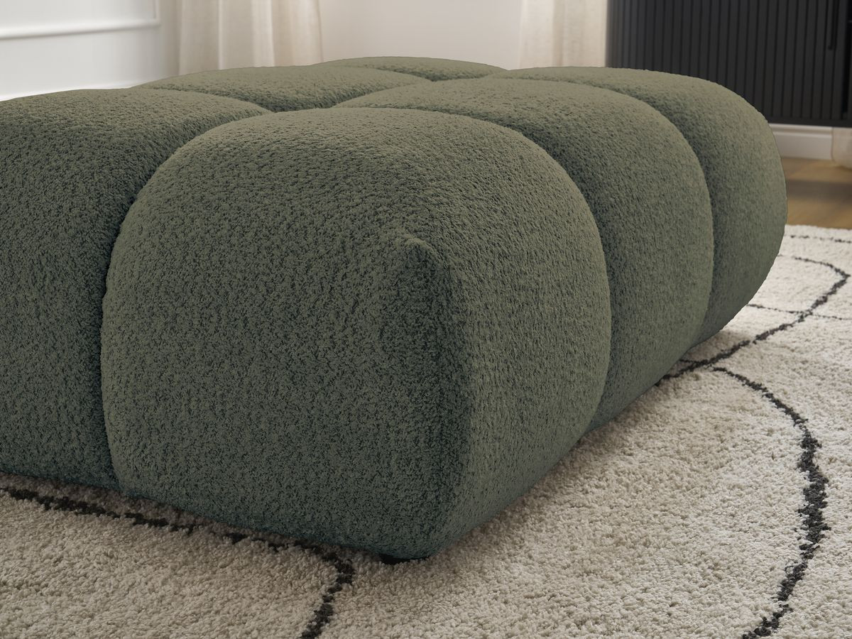 Bobochic Alya Pouf Bouclé-Stoff Grün