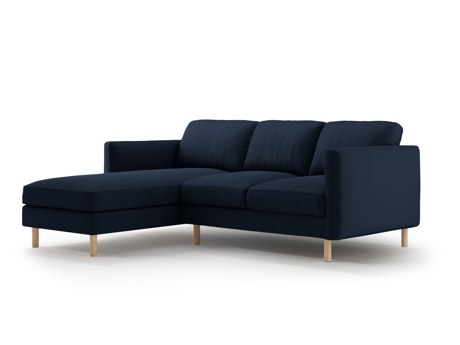 Micadoni Ecksofa Eden 3-Sitzer Links Samt Dunkelblau