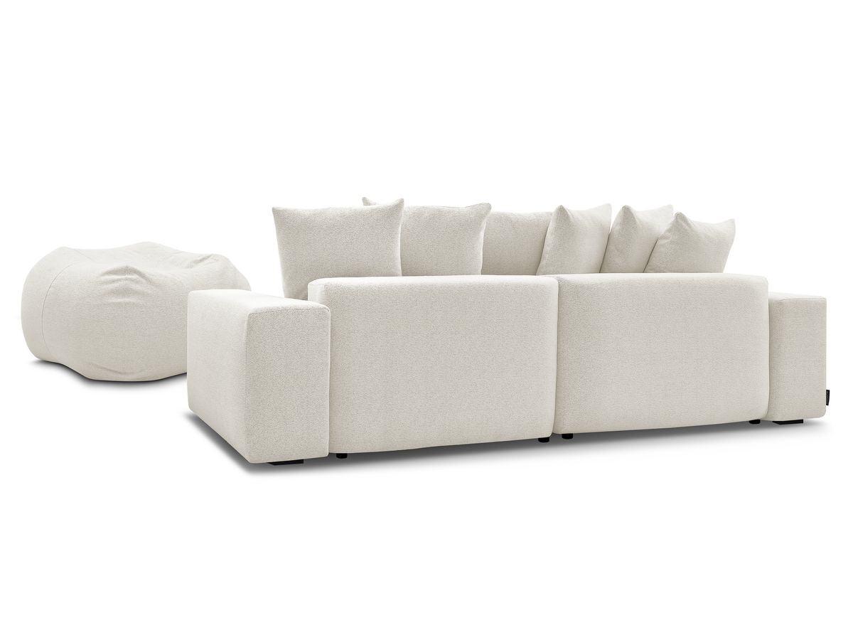Bobochic Voltaire Ecksofa mit Pouf 310 × 174 cm Melange-Stoff Weiß