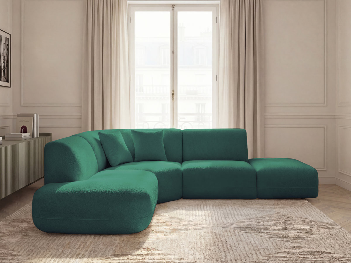Bobochic Anda Ecksofa 279 × 264 cm Chenille Dunkelgrün Ecke links