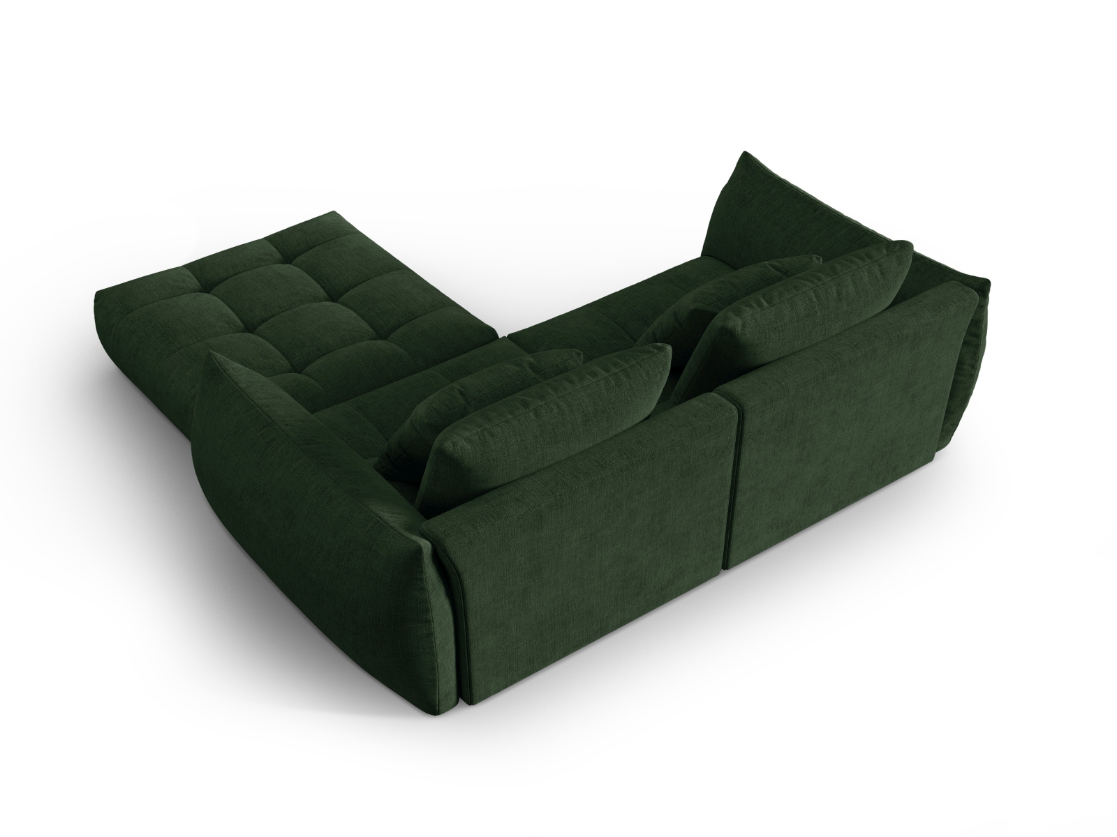 Micadoni Ecksofa Bloom 3-Sitzer Strukturierter Stoff Moßgrün