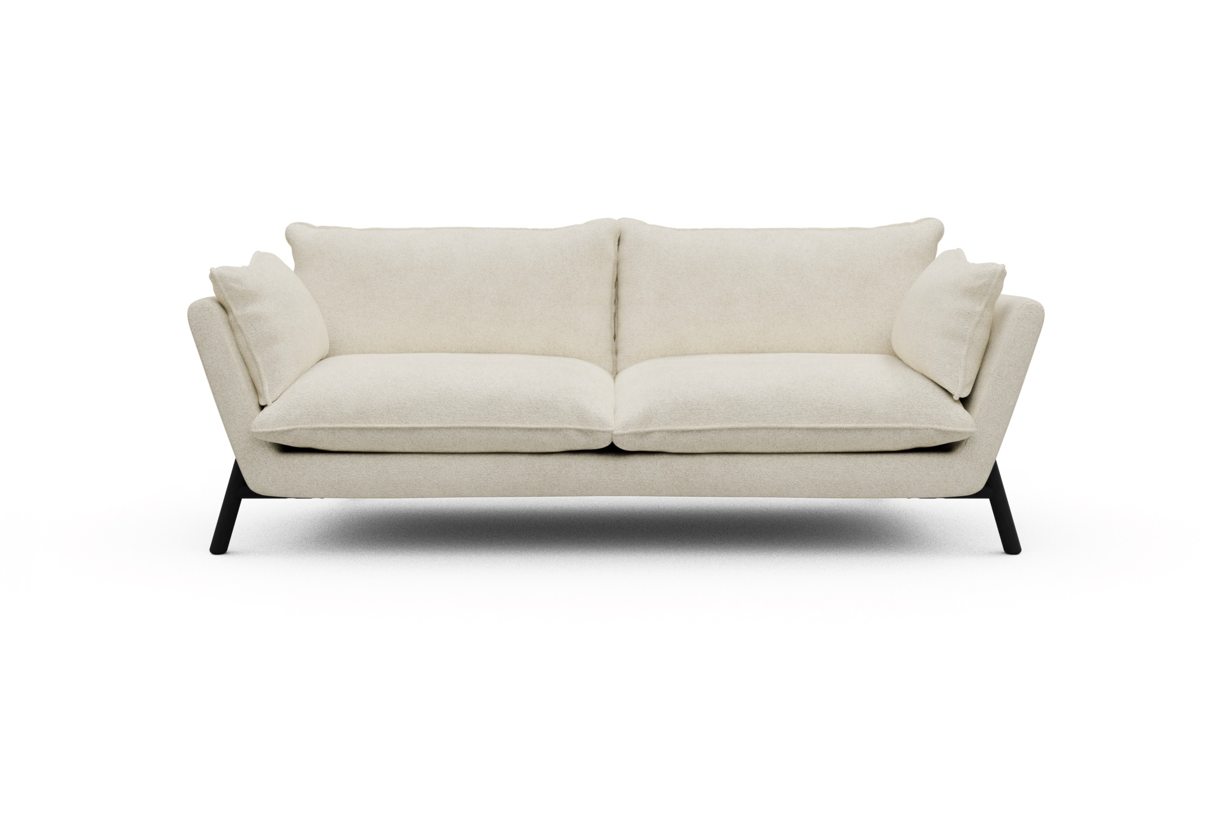 Skandi Home Sofa Emil PREMIUM 3-Sitzer Beinfarbe Eiche Schwarz Boucle-Off-White moebelfaktor