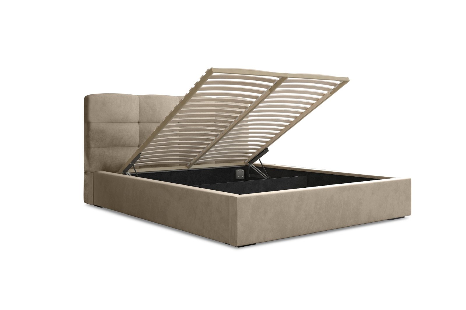 Polsterbett Navo Samtstoff 180x200 mit Holzrahmen Macau Truffle