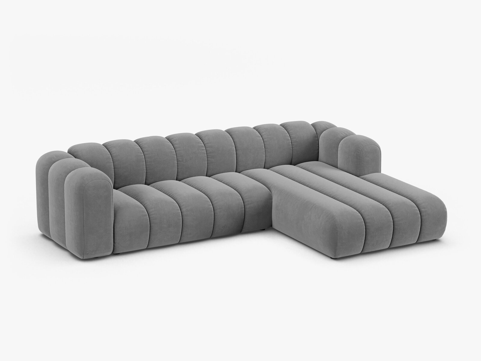 Micadoni Modulares Ecksofa Lupine 4-Sitzer Samt Venus Hellgrau Rechts