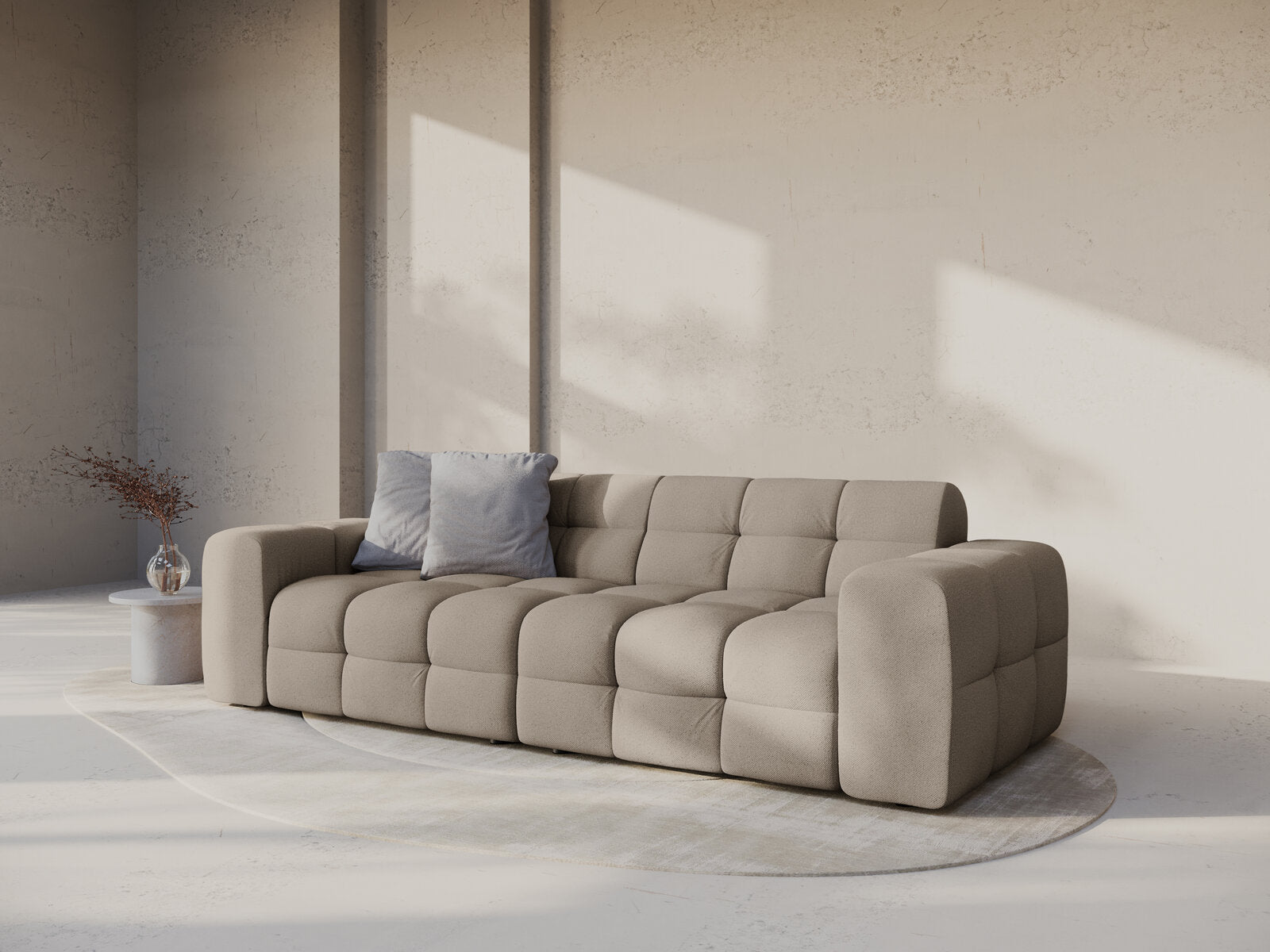 Micadoni Sofa Kendal 4-Sitzer Strukturierter Stoff Dunkelbeige