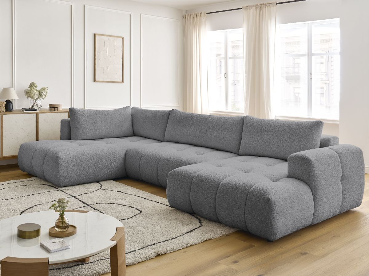 Bobochic Fuji Wohnlandschaft Bouclé-Stoff Dunkelgrau Ecke rechts