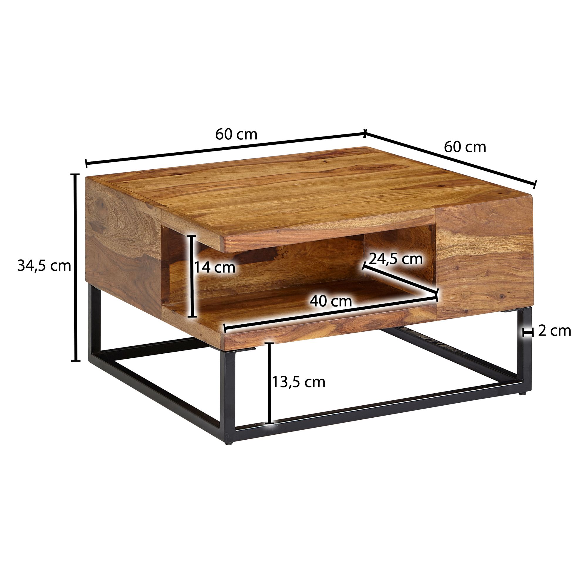 Couchtisch Myvatn Sheesham Massivholz 60 × 60 × 34,5 cm