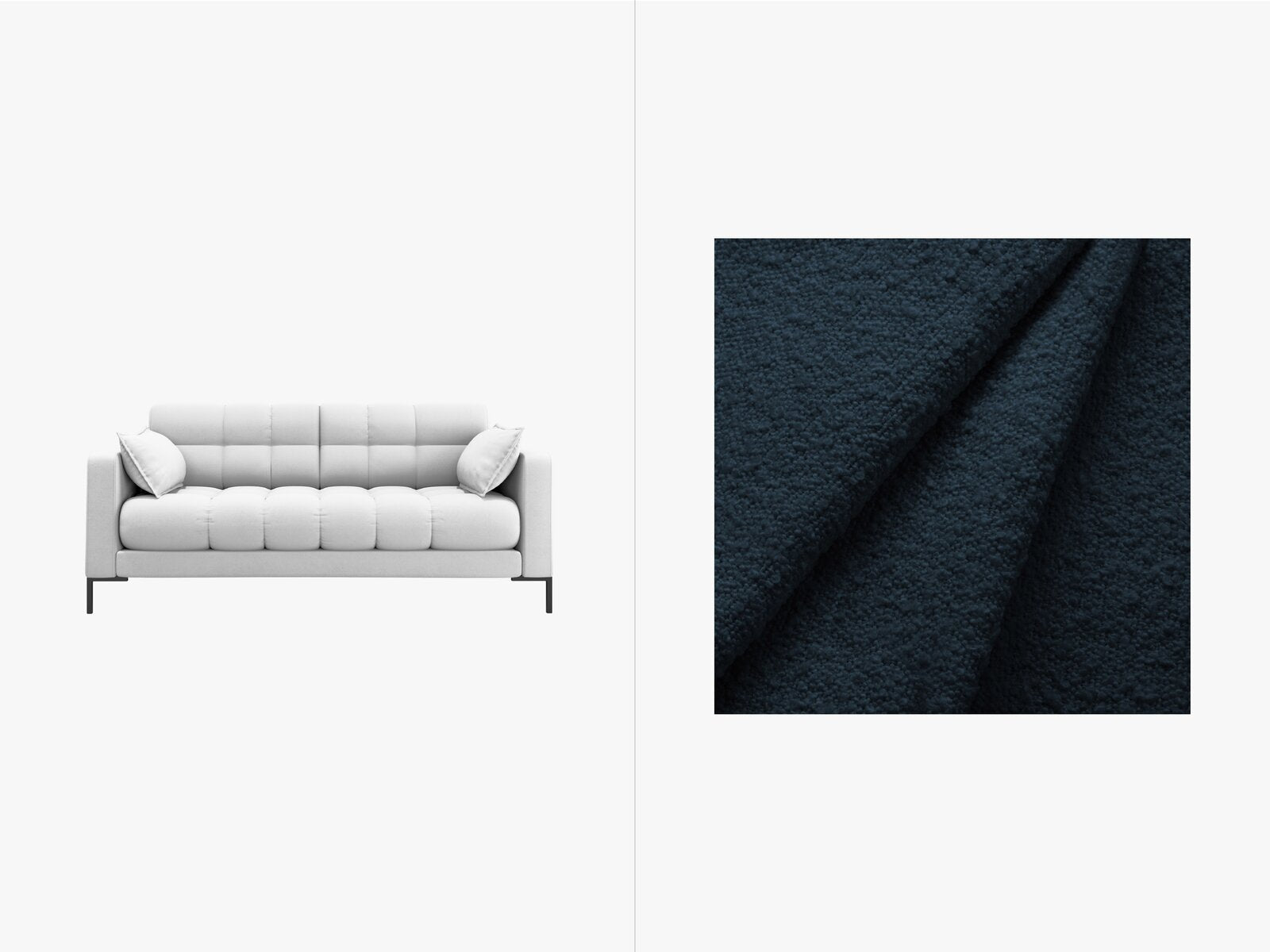 Micadoni Sofa Mamaia 2-Sitzer Boucle Baloo Dunkelblau schwarze Beine
