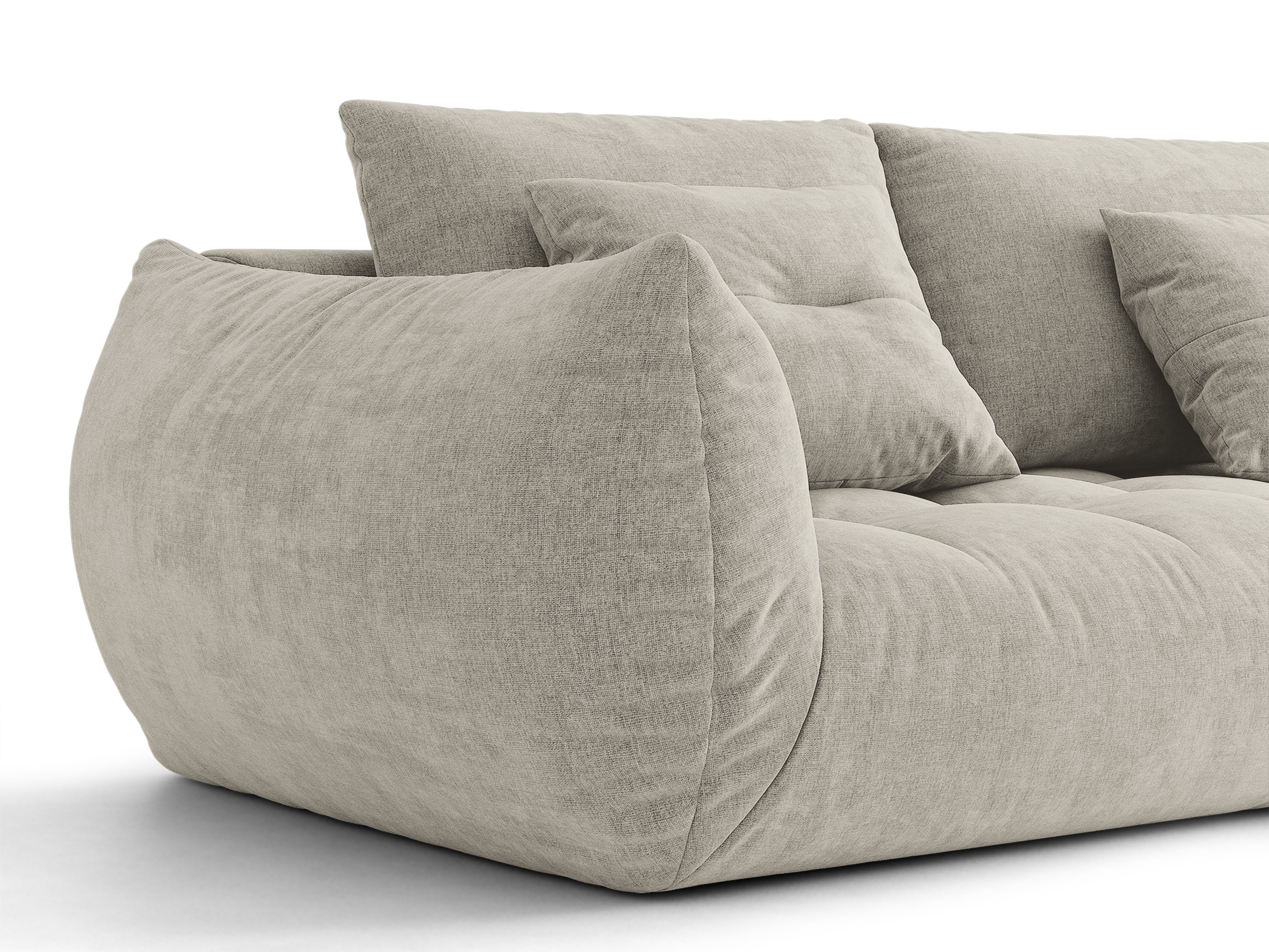 Micadoni Bloom Ecksofa 6-Sitzer Rechts Strukturierter Stoff Wind Hellgrau