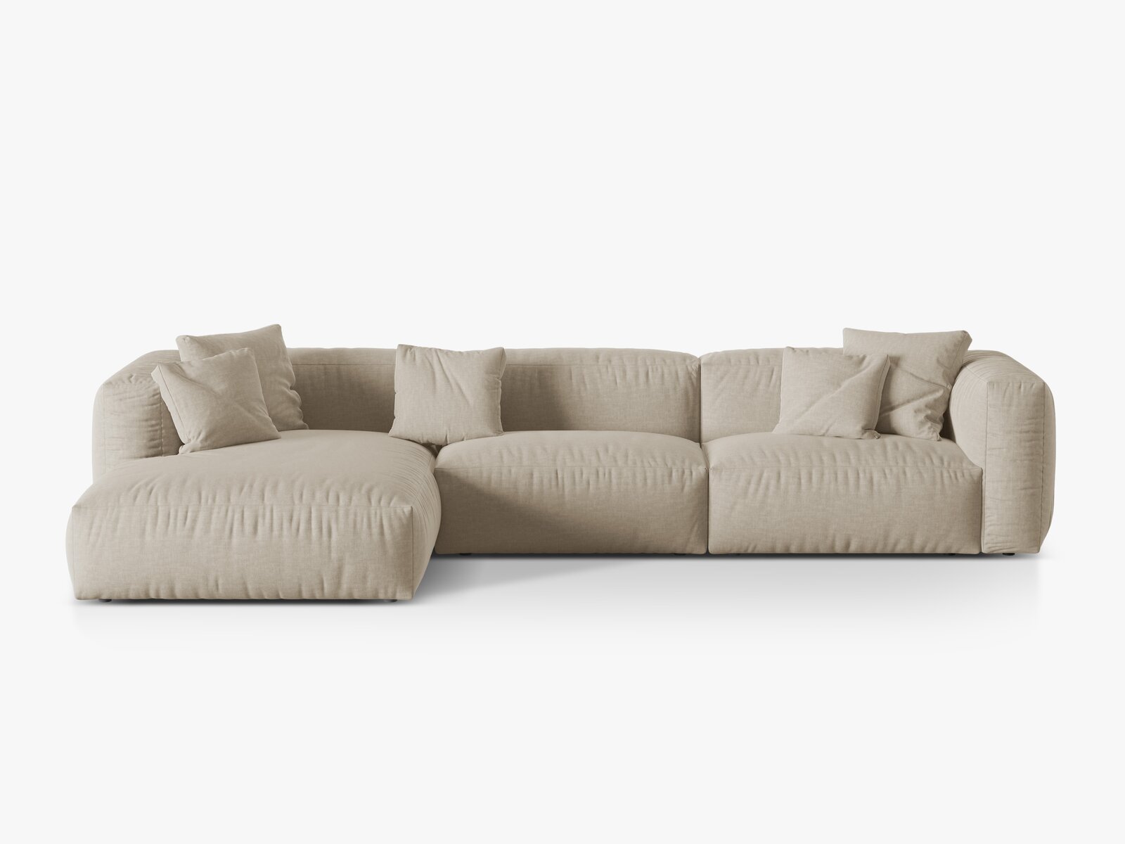 Micadoni Ecksofa Martina 3-Sitzer Links Strukturierter Stoff Boston Helles Beige
