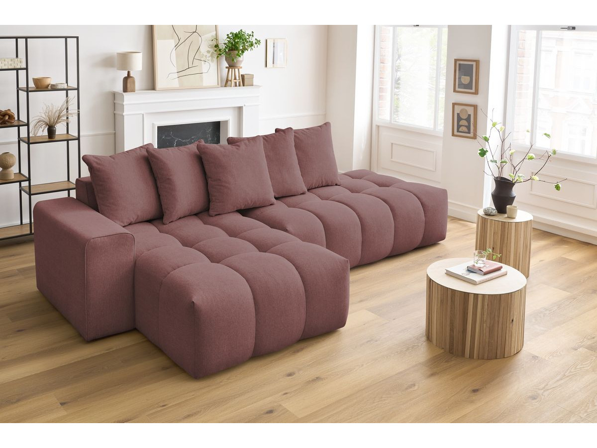 Bobochic Mont-blanc Ecksofa Melange-Stoff Rosa Ecke links