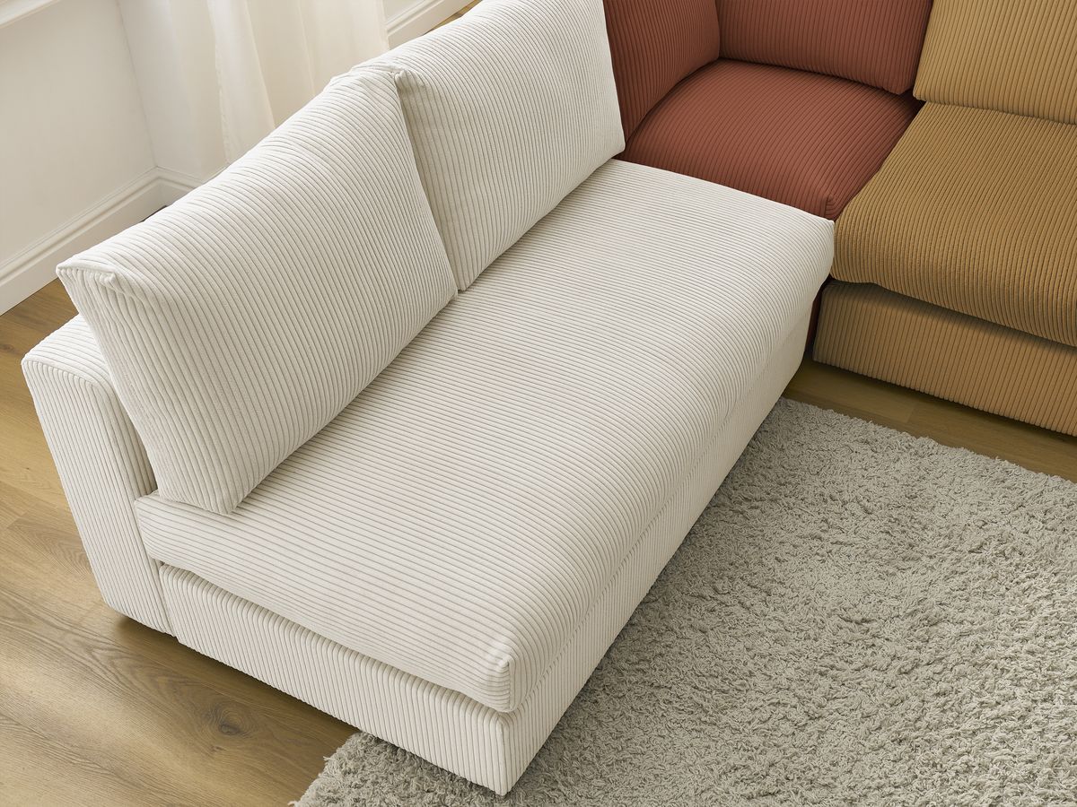 Bobochic Paris Ecksofa mit Pouf 369 × 167 cm Cordsamt Mehrfarbig