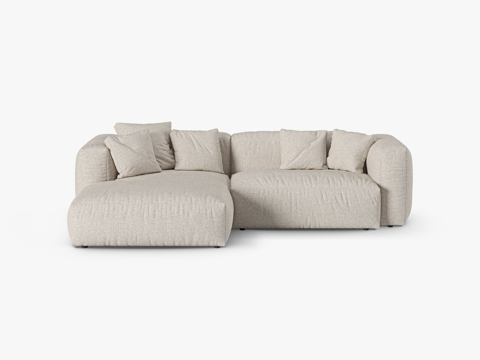 Micadoni Ecksofa Martina 2-Sitzer 90cm Sitztiefe Links Boucle Monet Beige