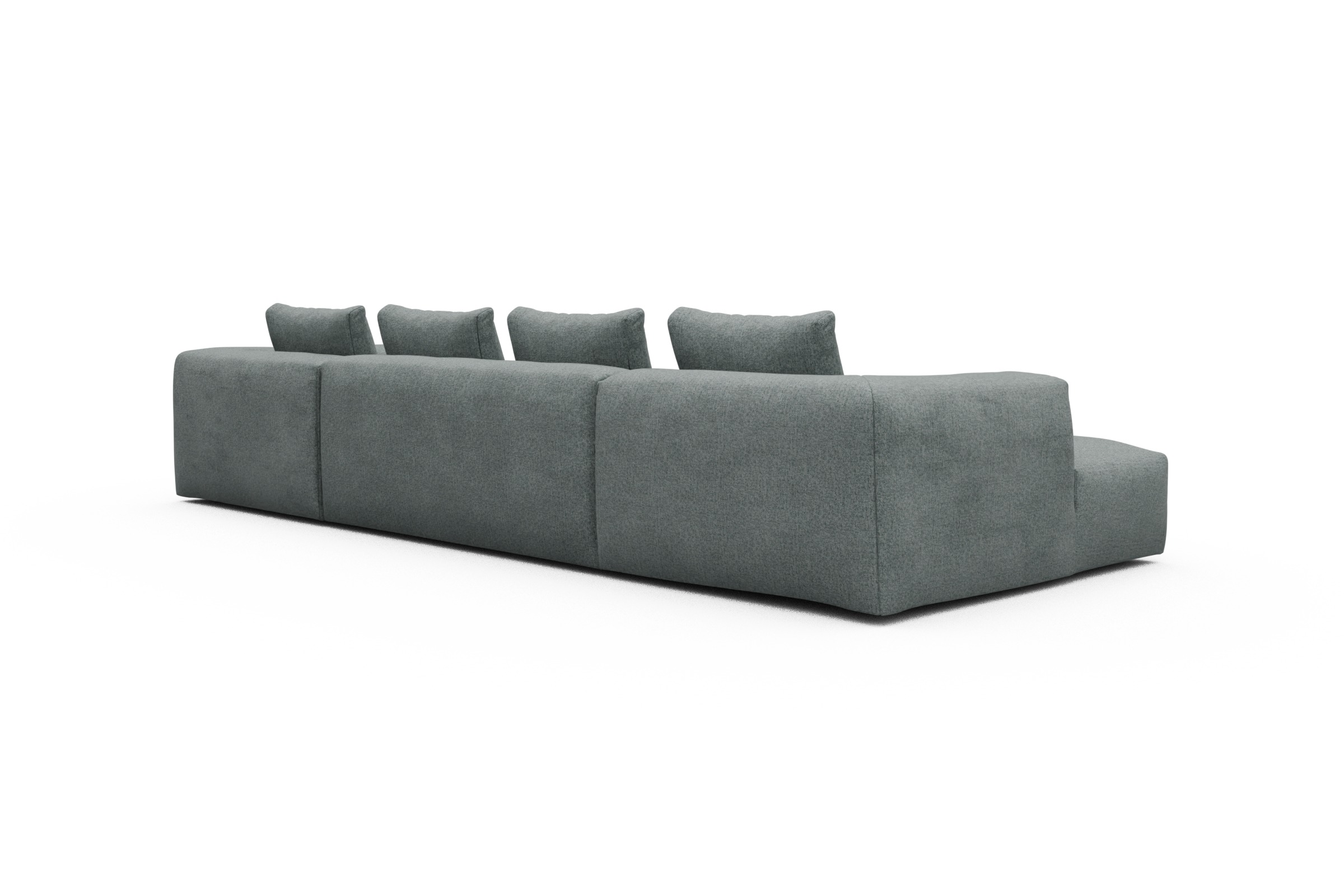Wohnlandschaft Fred Relax-Ecke rechts mit 2-Sitzer und Chaiselongue links Casone-Light-Mixed-Green