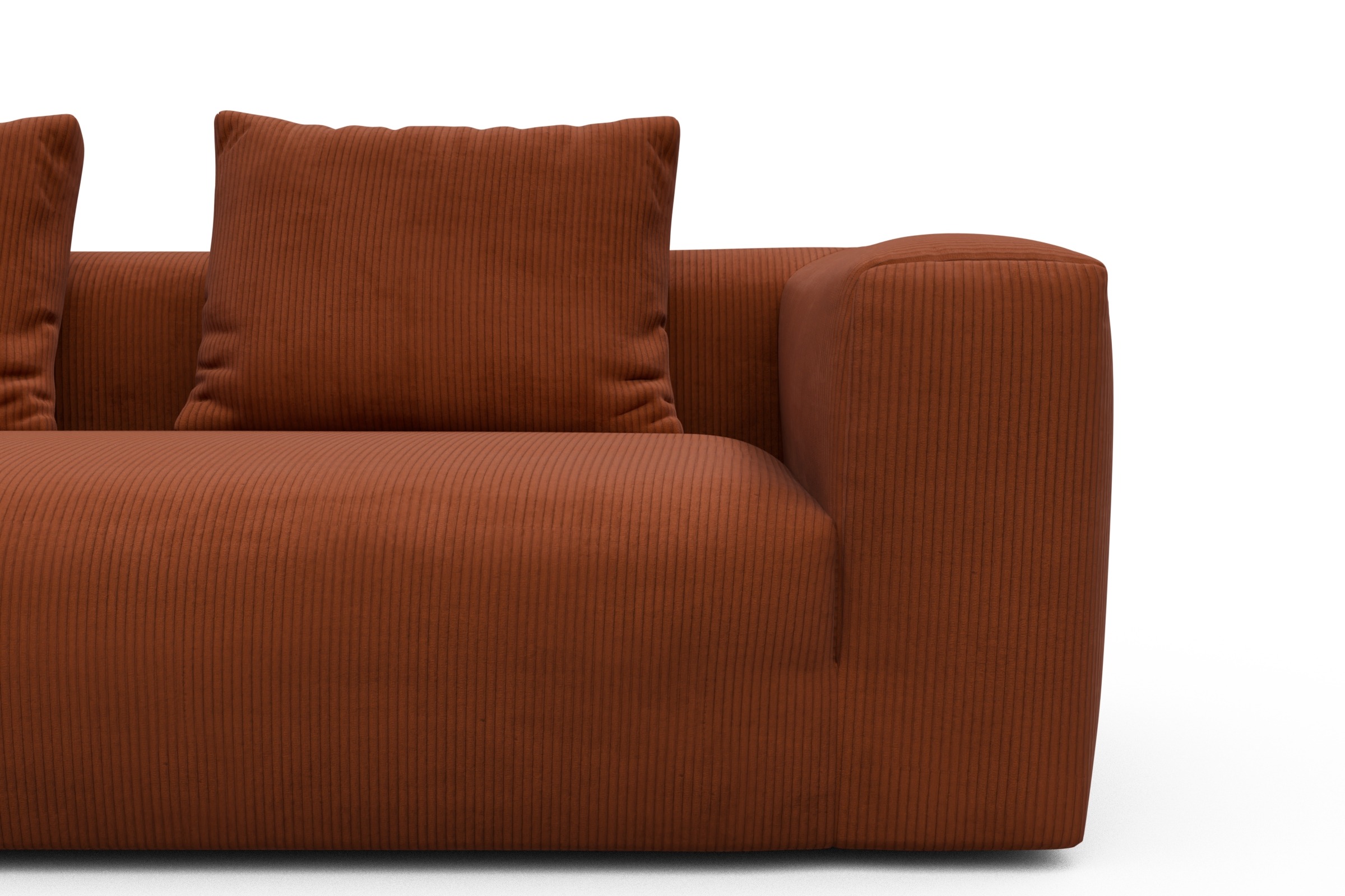 Sofa Modulares XXL Sofa Fred 5-Sitzer Corduroy-Burnt-Orange