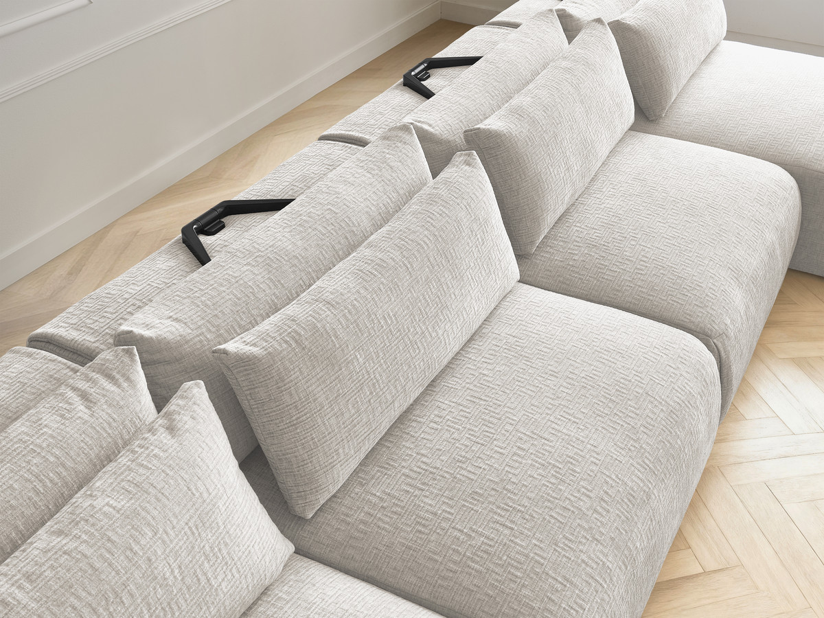 Bobochic Jana Wohnlandschaft mit großem Pouf Strukturstoff Beige