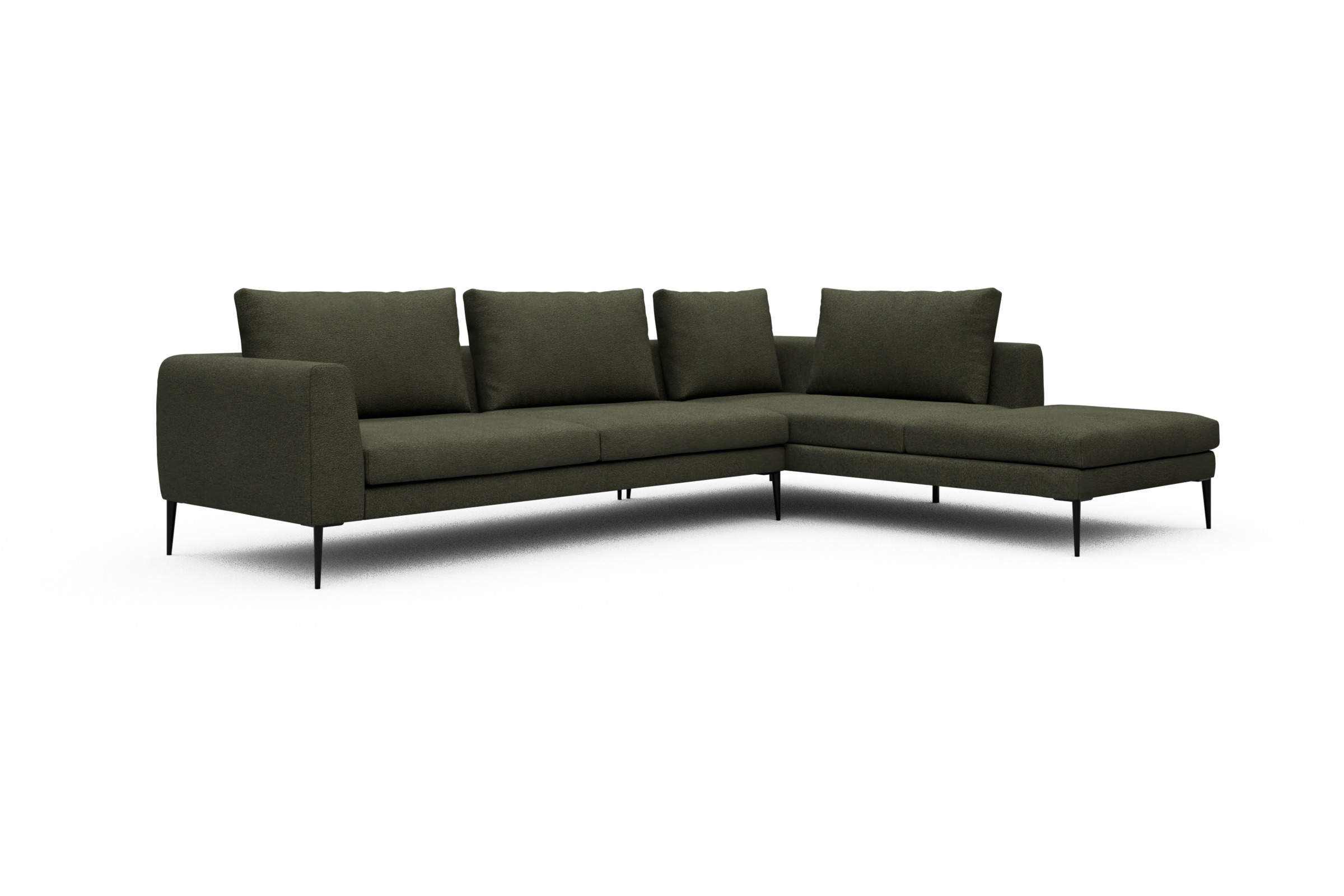 Ecksofa Paul Relax-Ecke links mit 3-Sitzer Boucle-Forest-Green