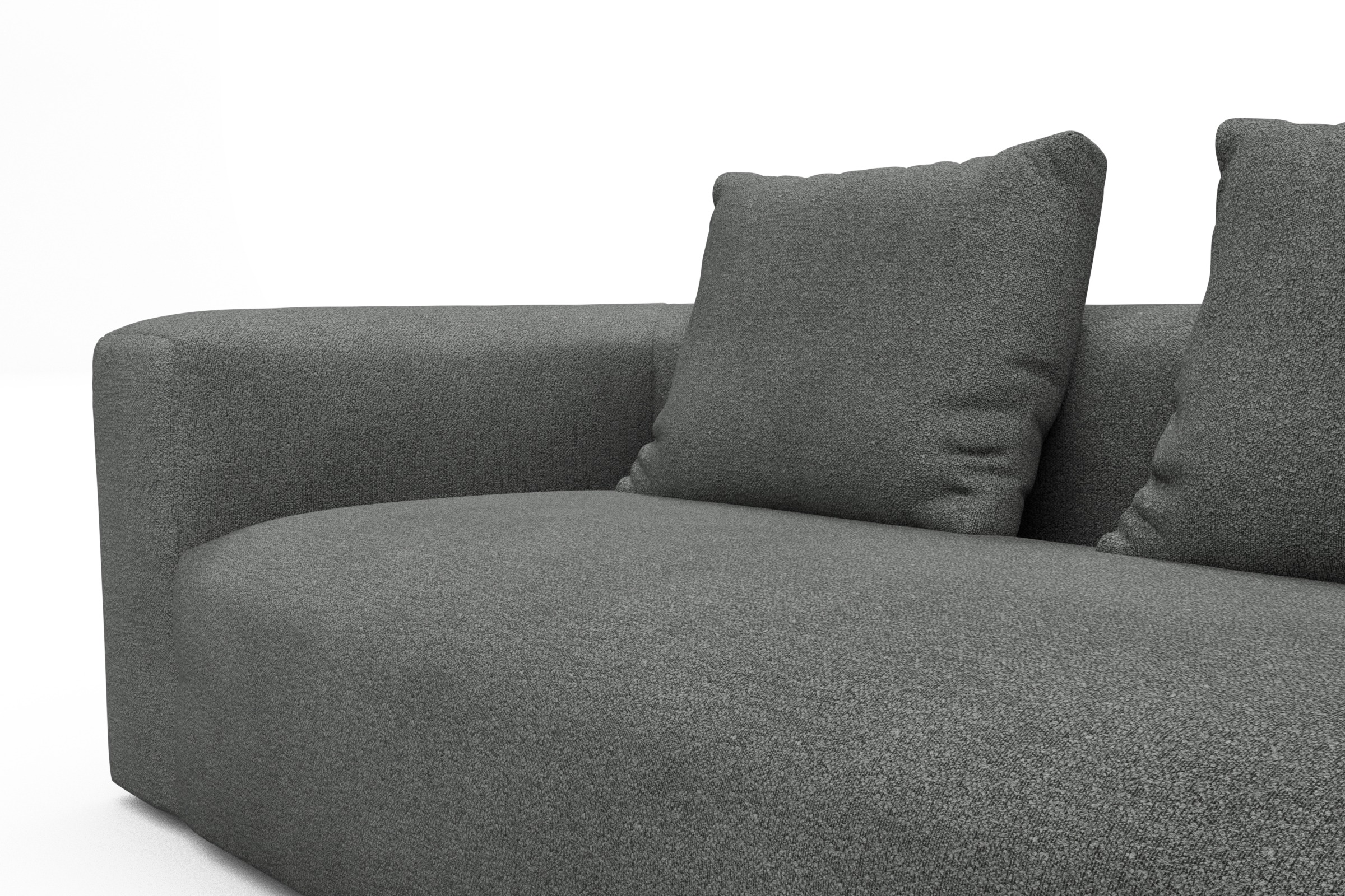 Ecksofa Fred Chaiselongue rechts mit 2,5-Sitzer Boucle-Ash-Grey