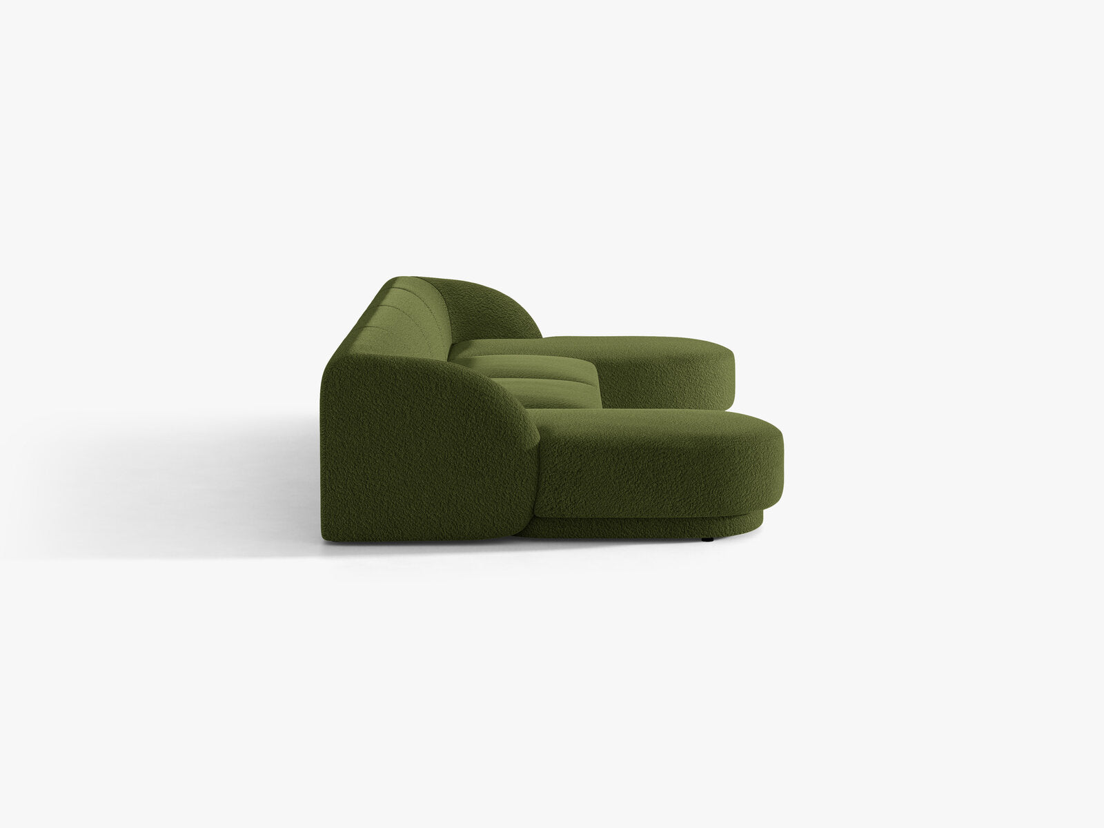 Micadoni Panorama-Sofa Miley 5-Sitzer Boucle Baloo Dunkel-Olivgrün