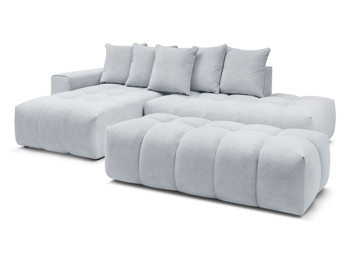 Bobochic Mont-blanc Ecksofa mit Pouf Samt Hellgrau Ecke links