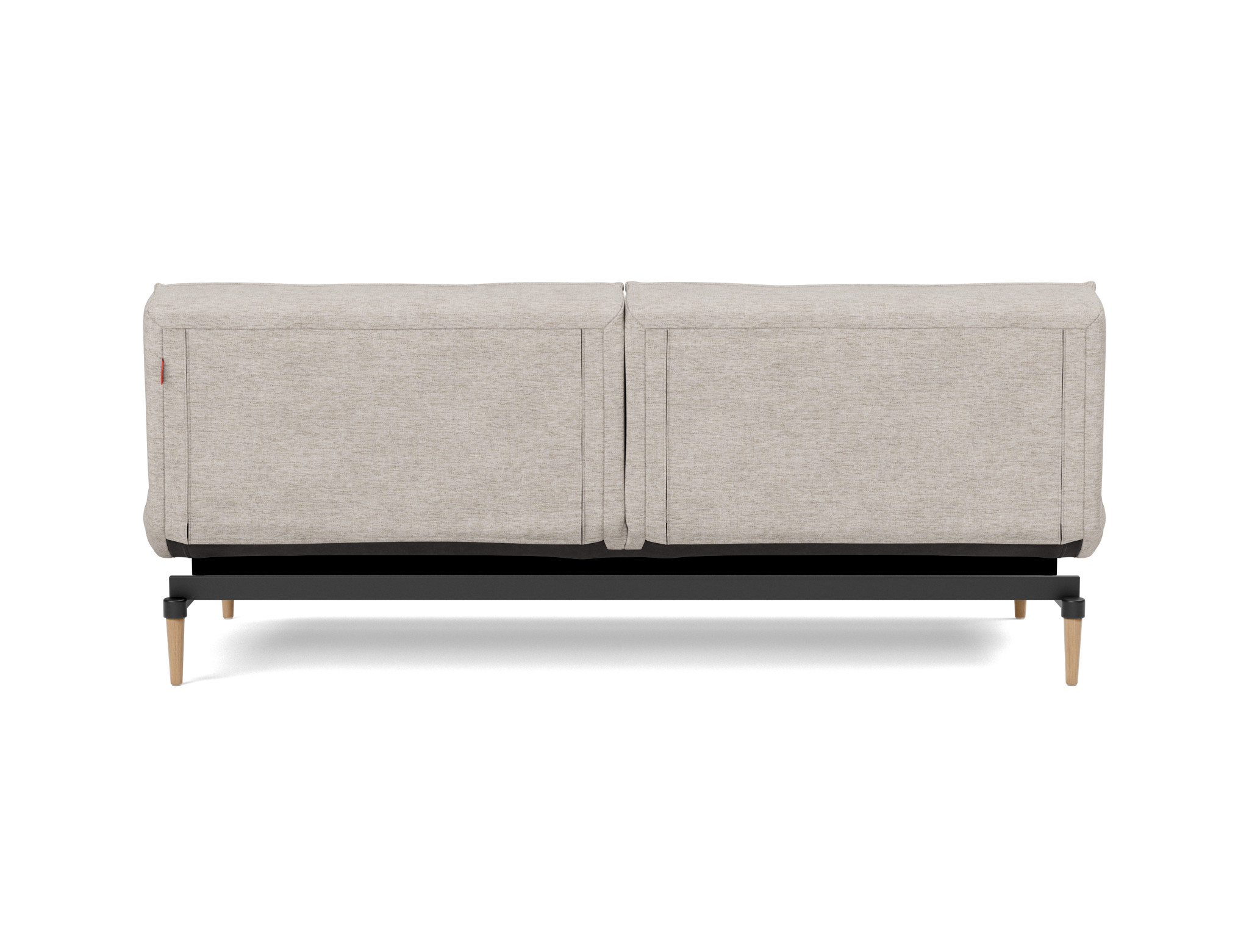 Schlafsofa Splitback Chenille Yuveno 471-Sand Beine Styletto Eiche hell